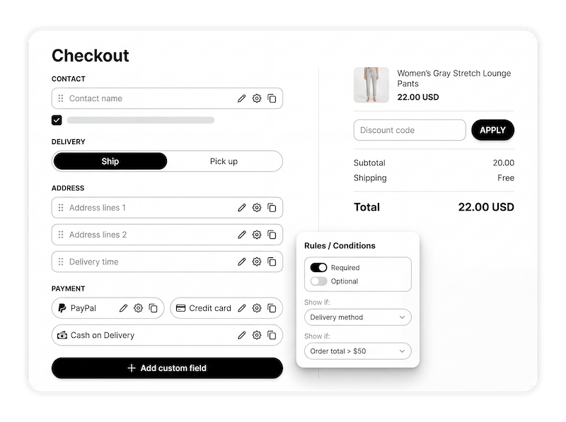 Customizable Checkout