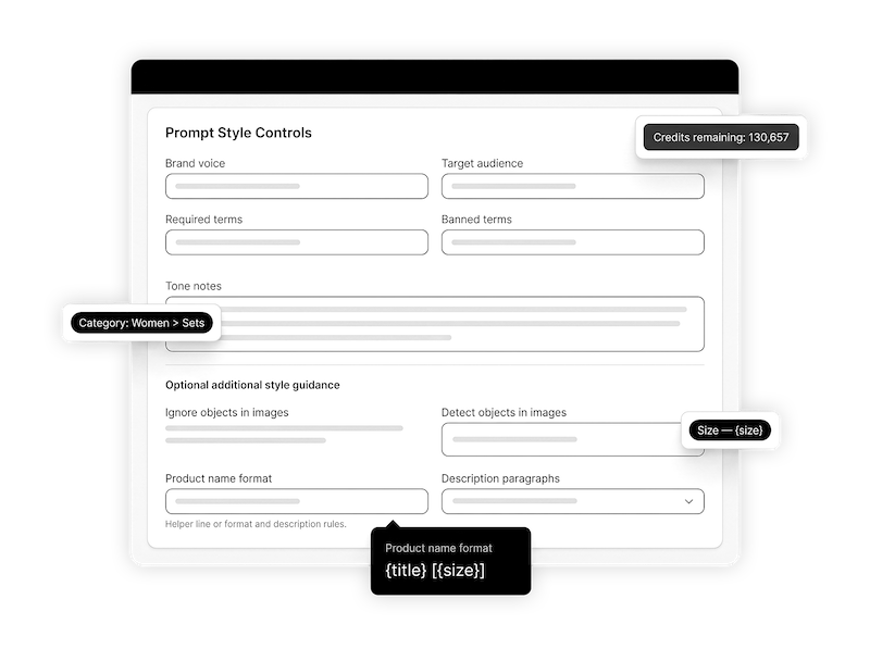 Brand and listing controls