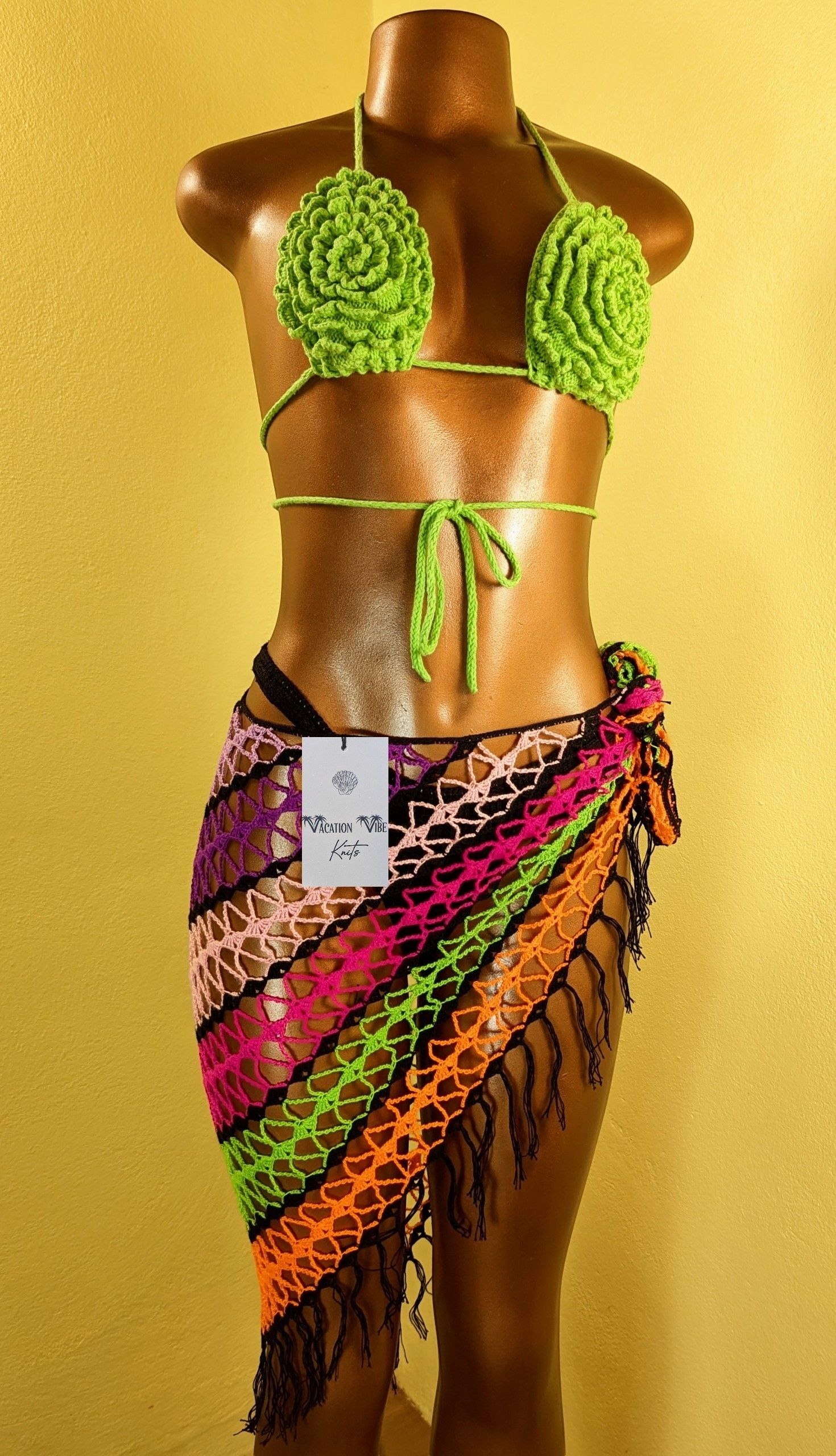  Exotic Escape Crochet Sarong Tie Skirt in Orange_3