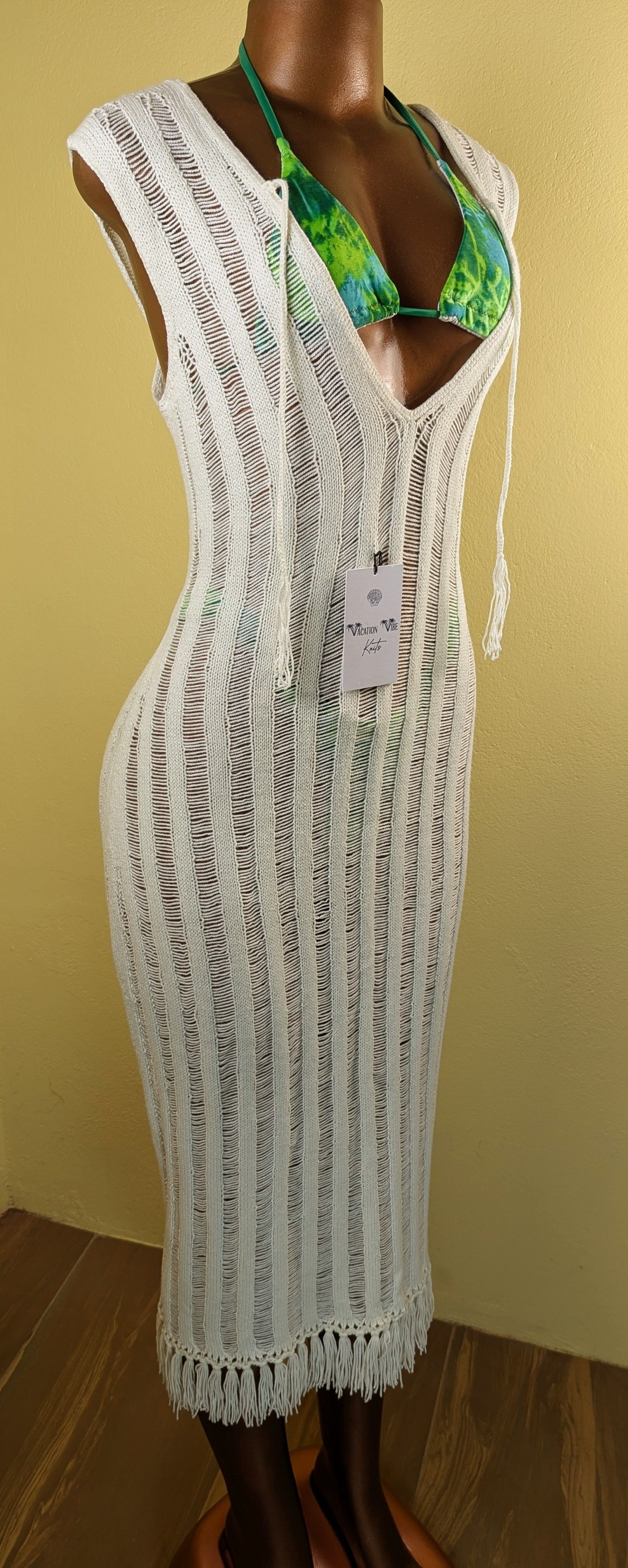  Ivory Breezy Stripe Knitted Swimsuit Cover Up_10