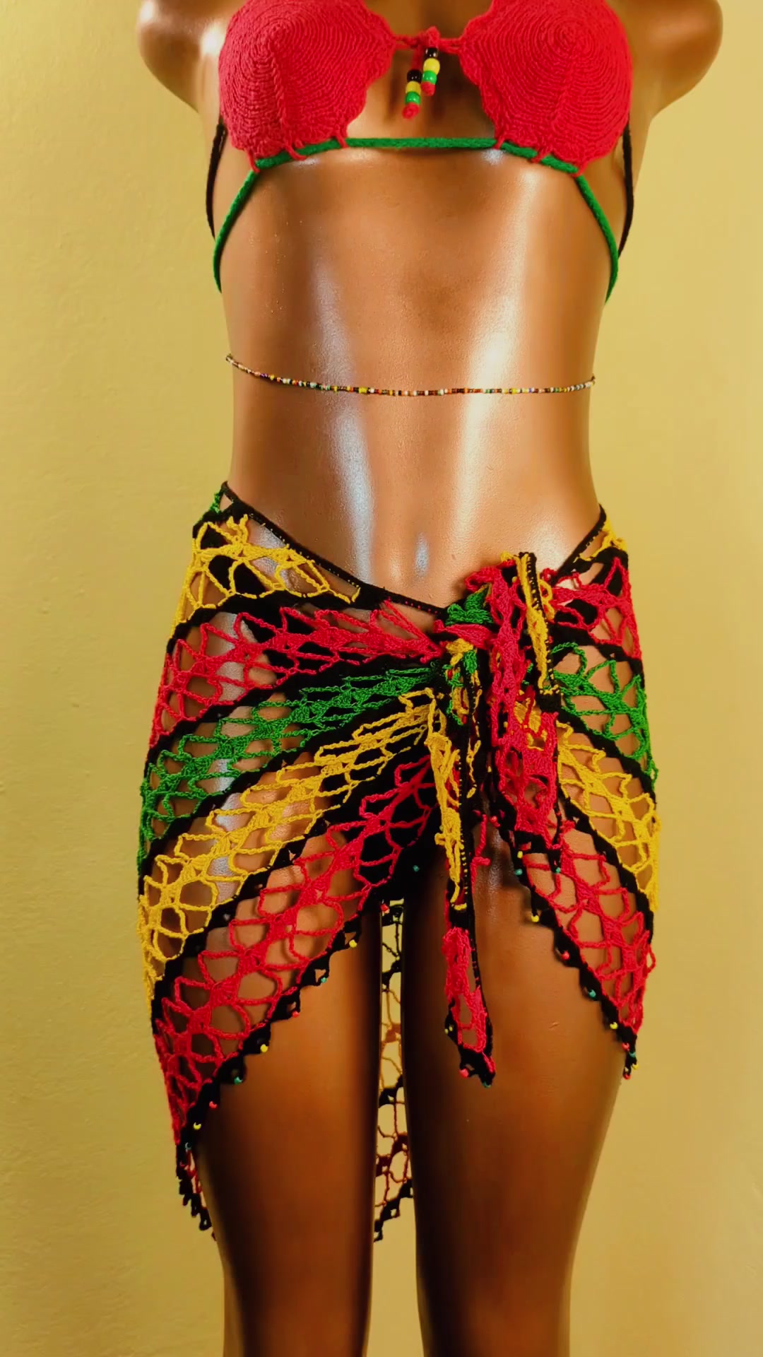  Exotic Escape Crochet Sarong Tie Skirt in Rasta Colors_2