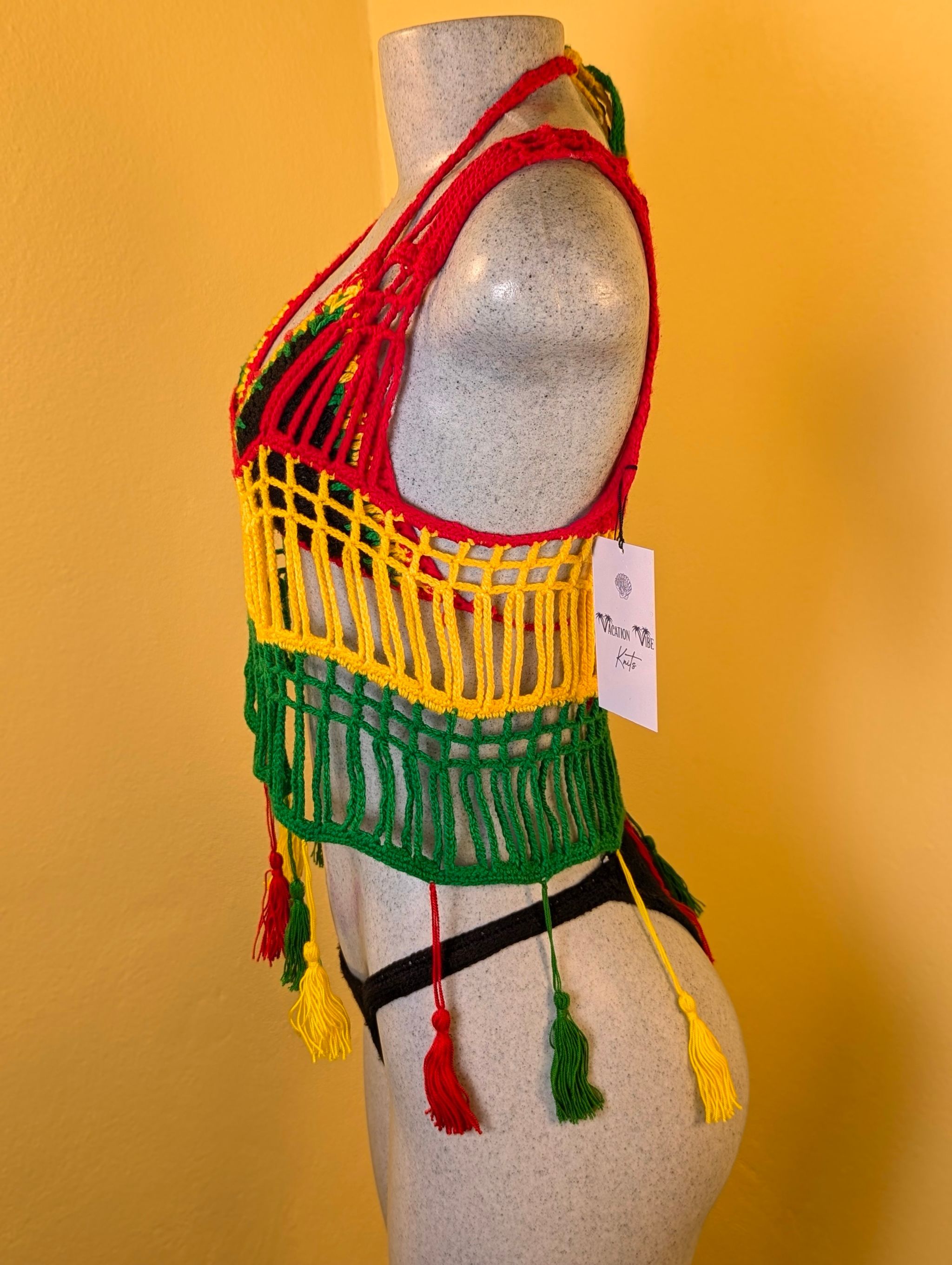  Boho Tassel Layer Cover Up In Rasta Colors_3