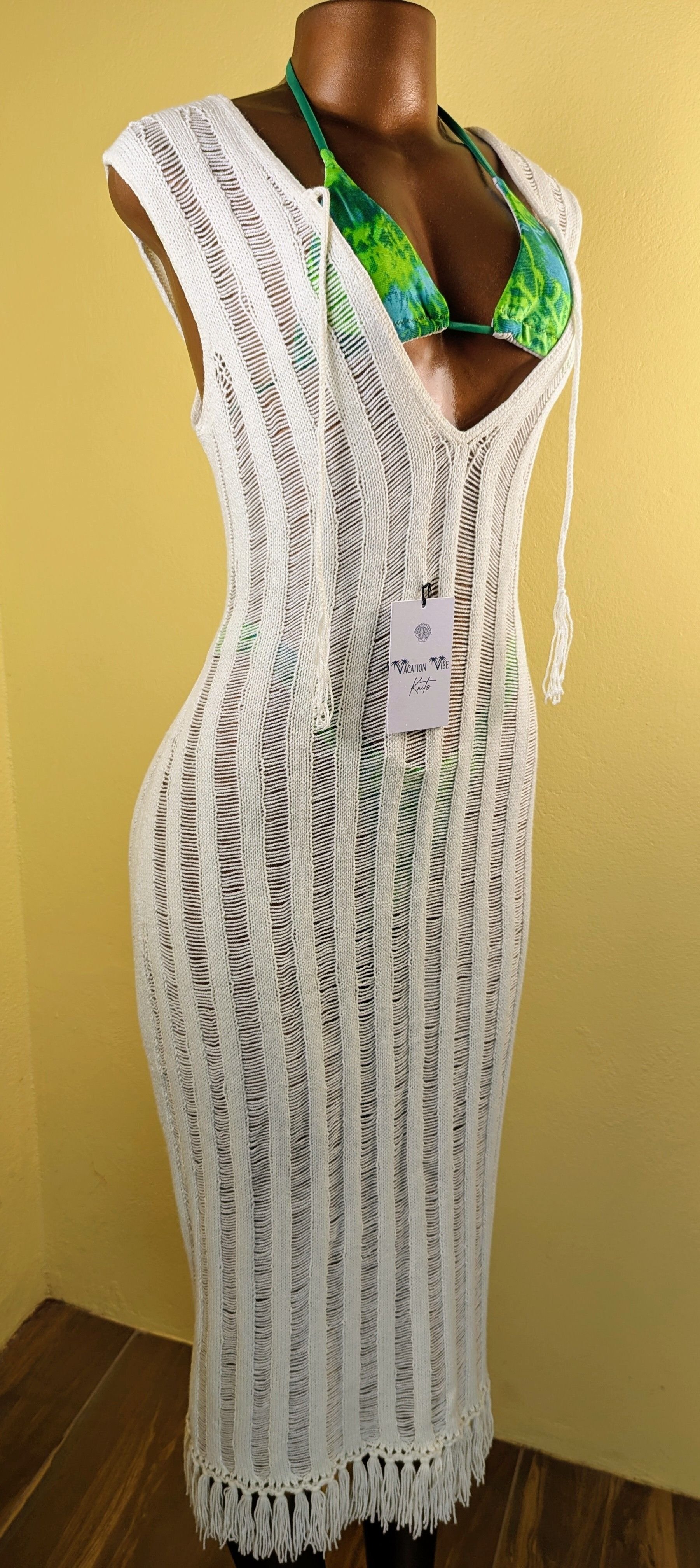  Ivory Breezy Stripe Knitted Swimsuit Cover Up_6