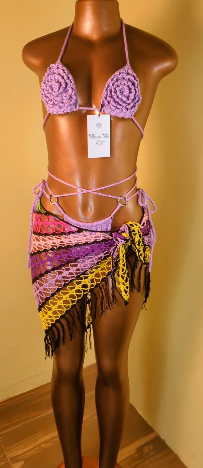  Exotic Escape Crochet Sarong Tie Skirt in Yellow_5