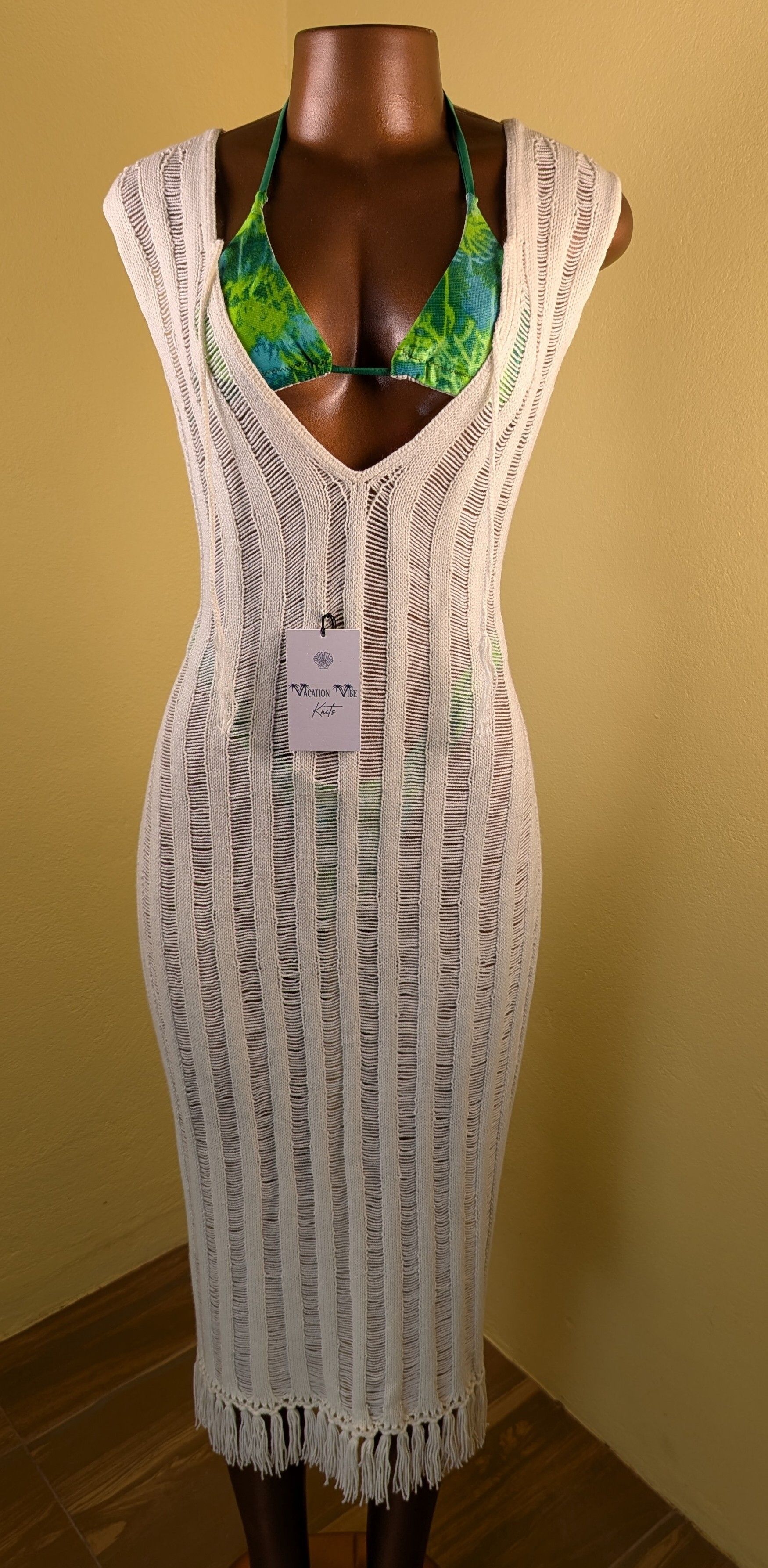  Ivory Breezy Stripe Knitted Swimsuit Cover Up_7