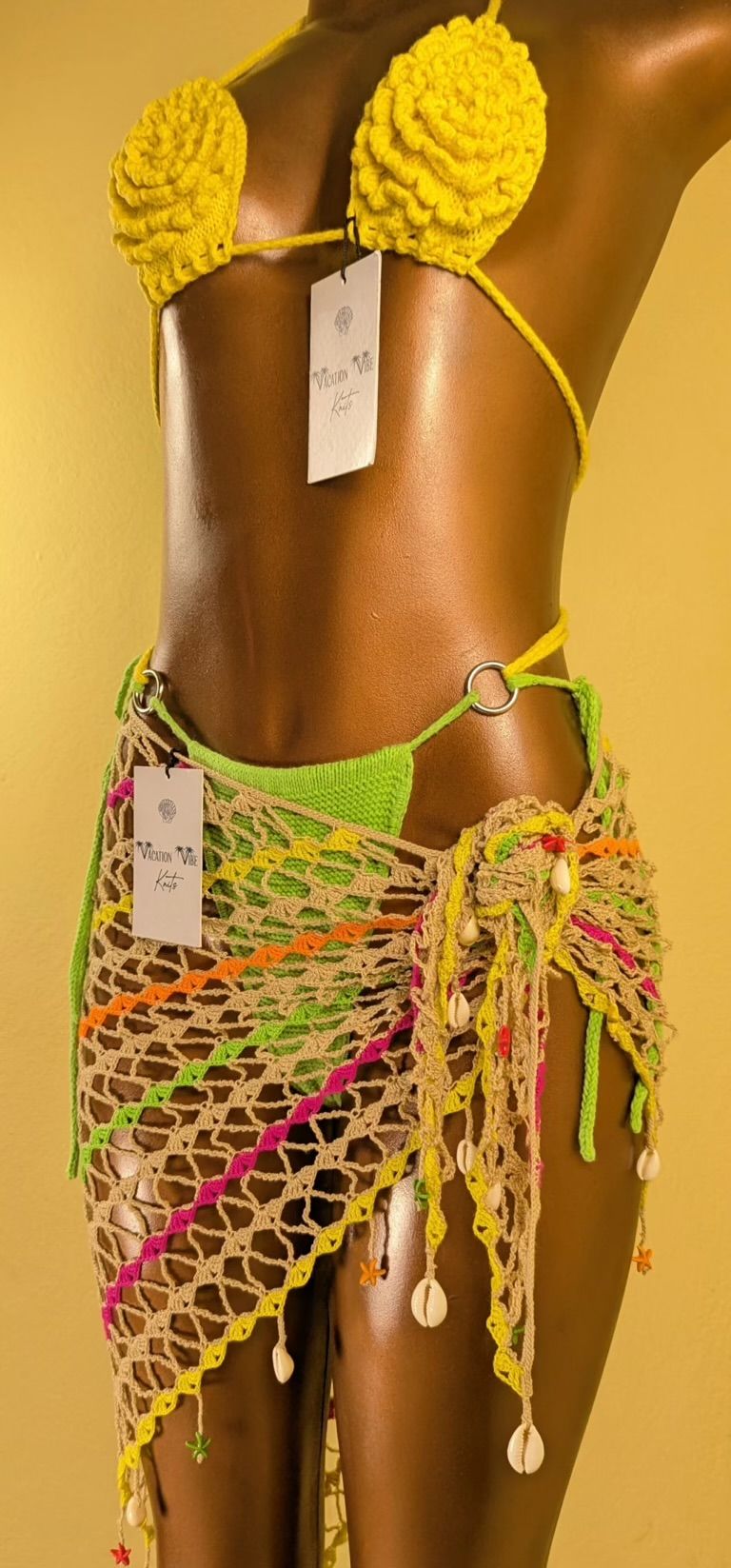  Exotic Escape Crochet Sarong Tie Skirt in Beige_4