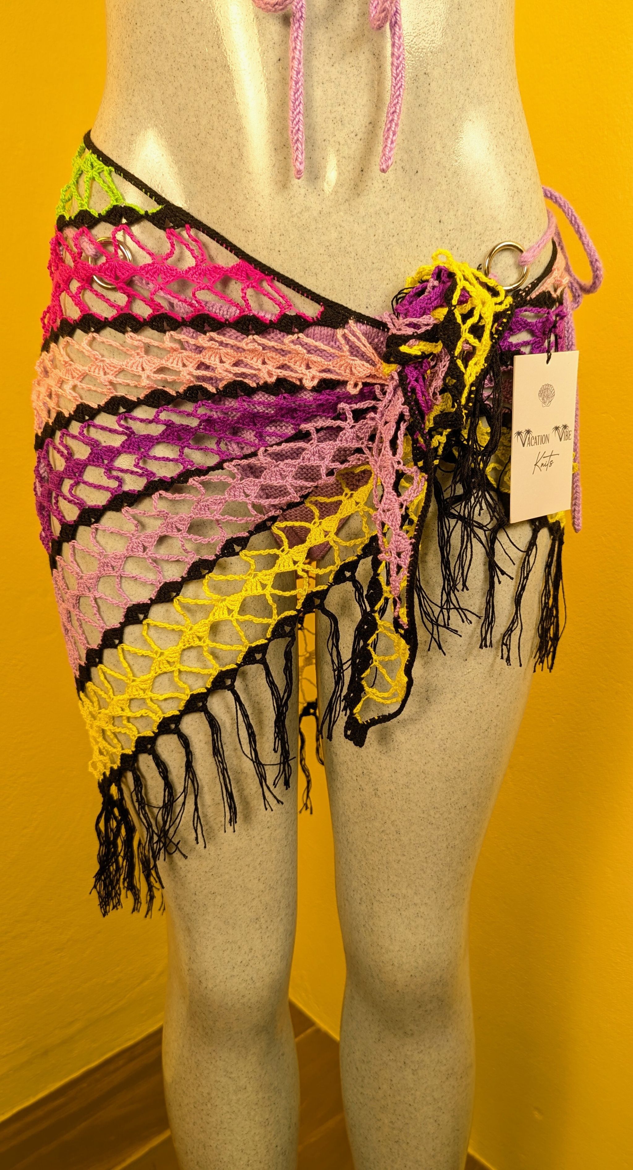  Exotic Escape Crochet Sarong Tie Skirt in Yellow_7