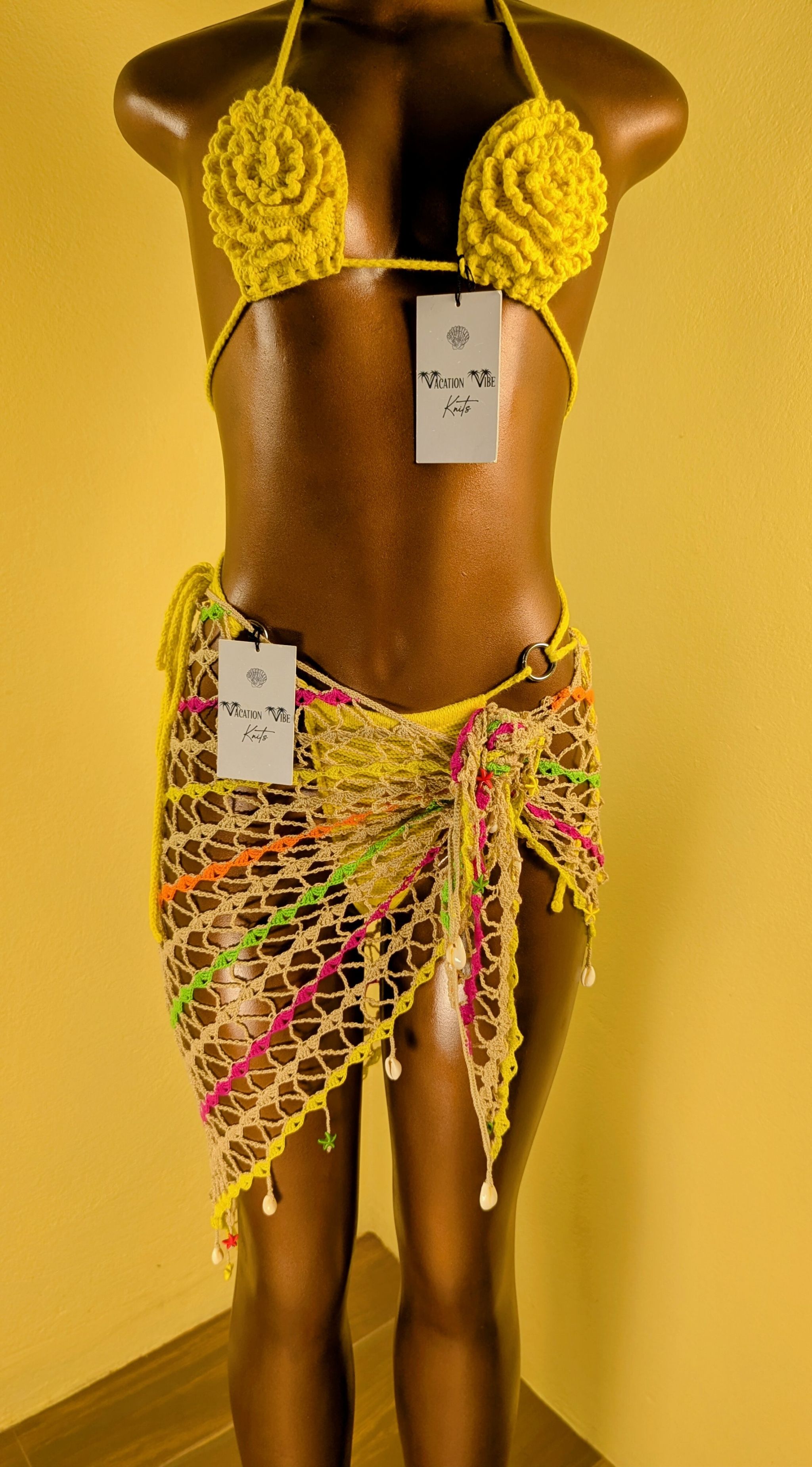  Exotic Escape Crochet Sarong Tie Skirt in Beige_5