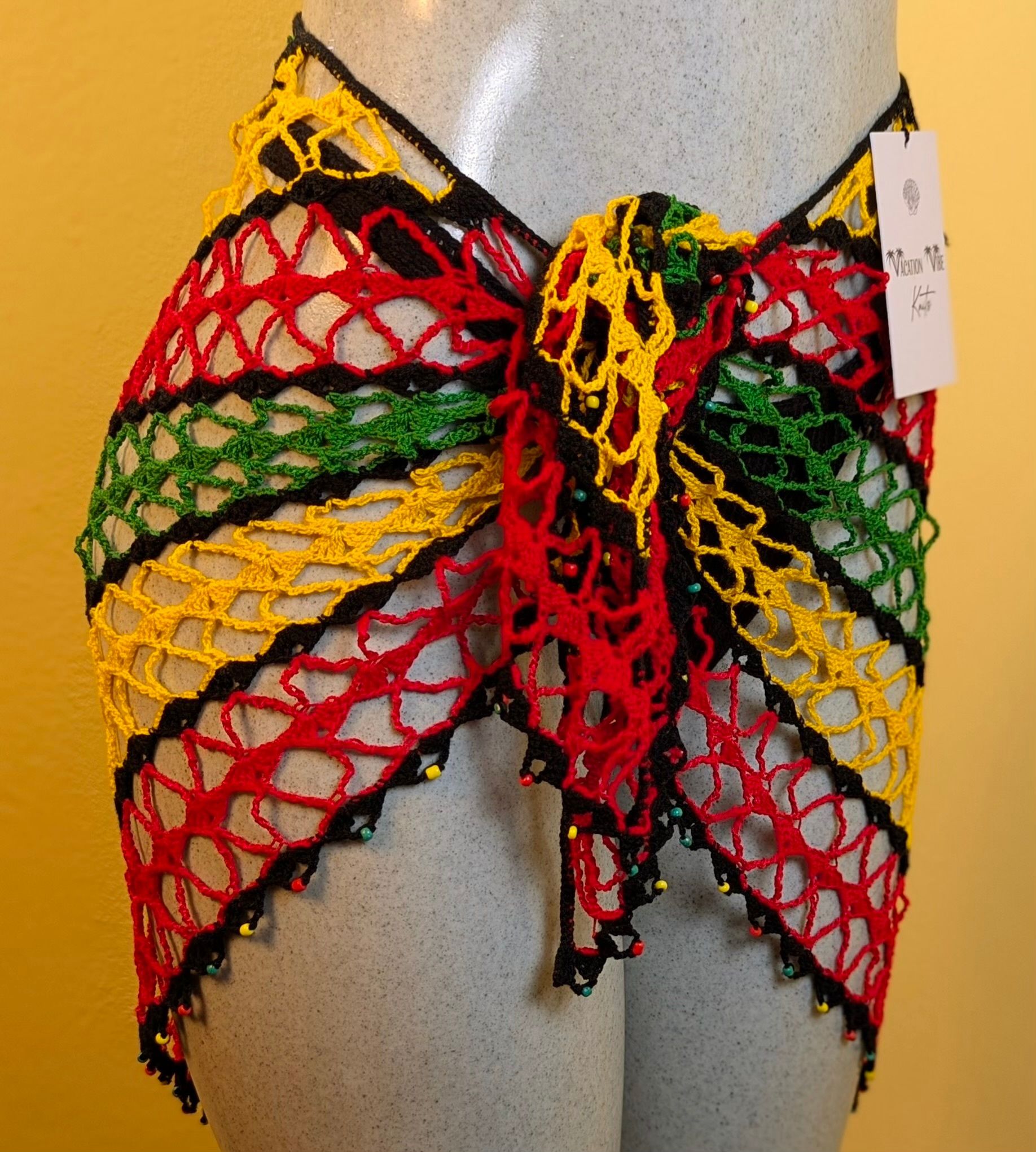  Exotic Escape Crochet Sarong Tie Skirt in Rasta Colors_4