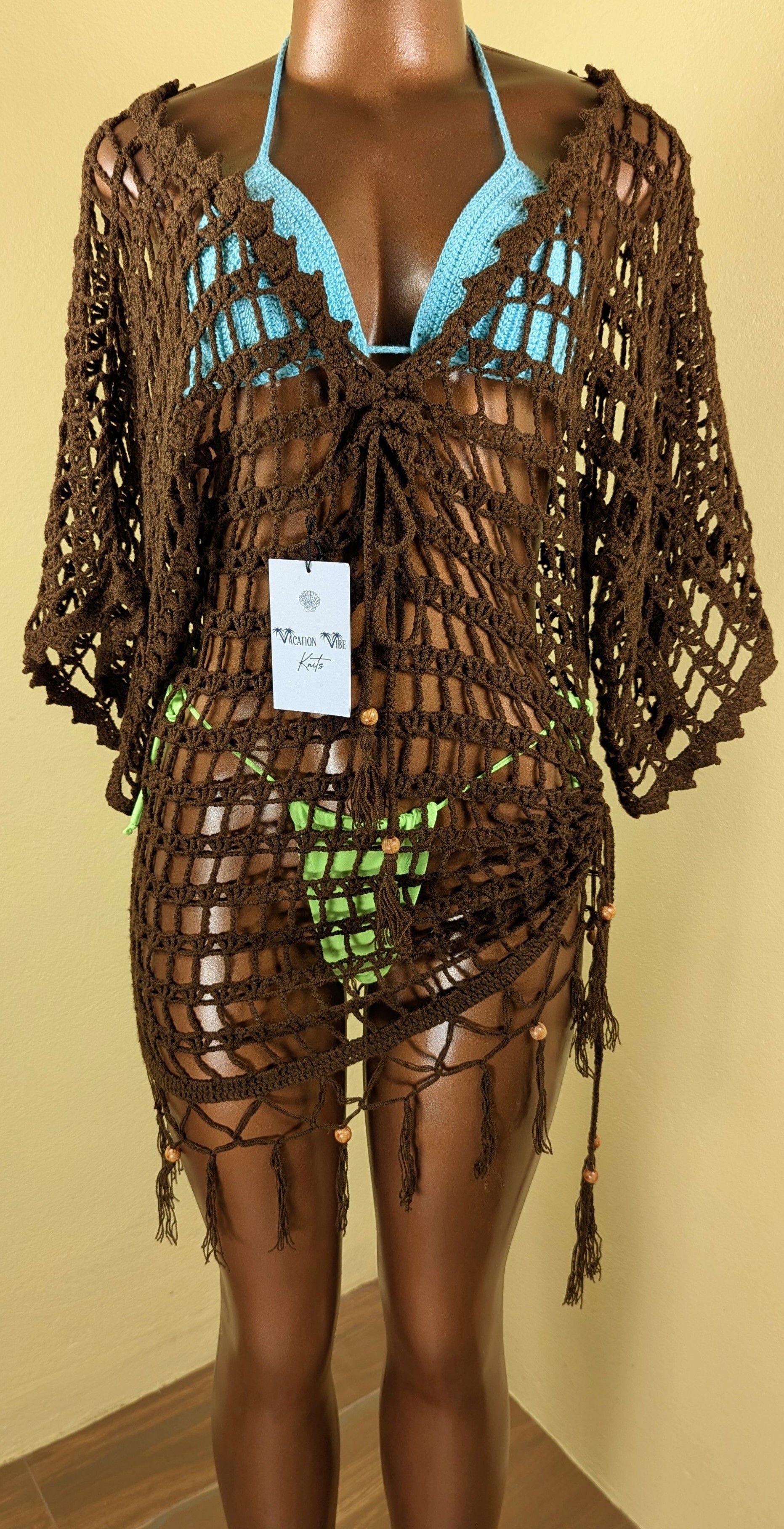  Mocha Sand Crochet Cover Up Tunic_15