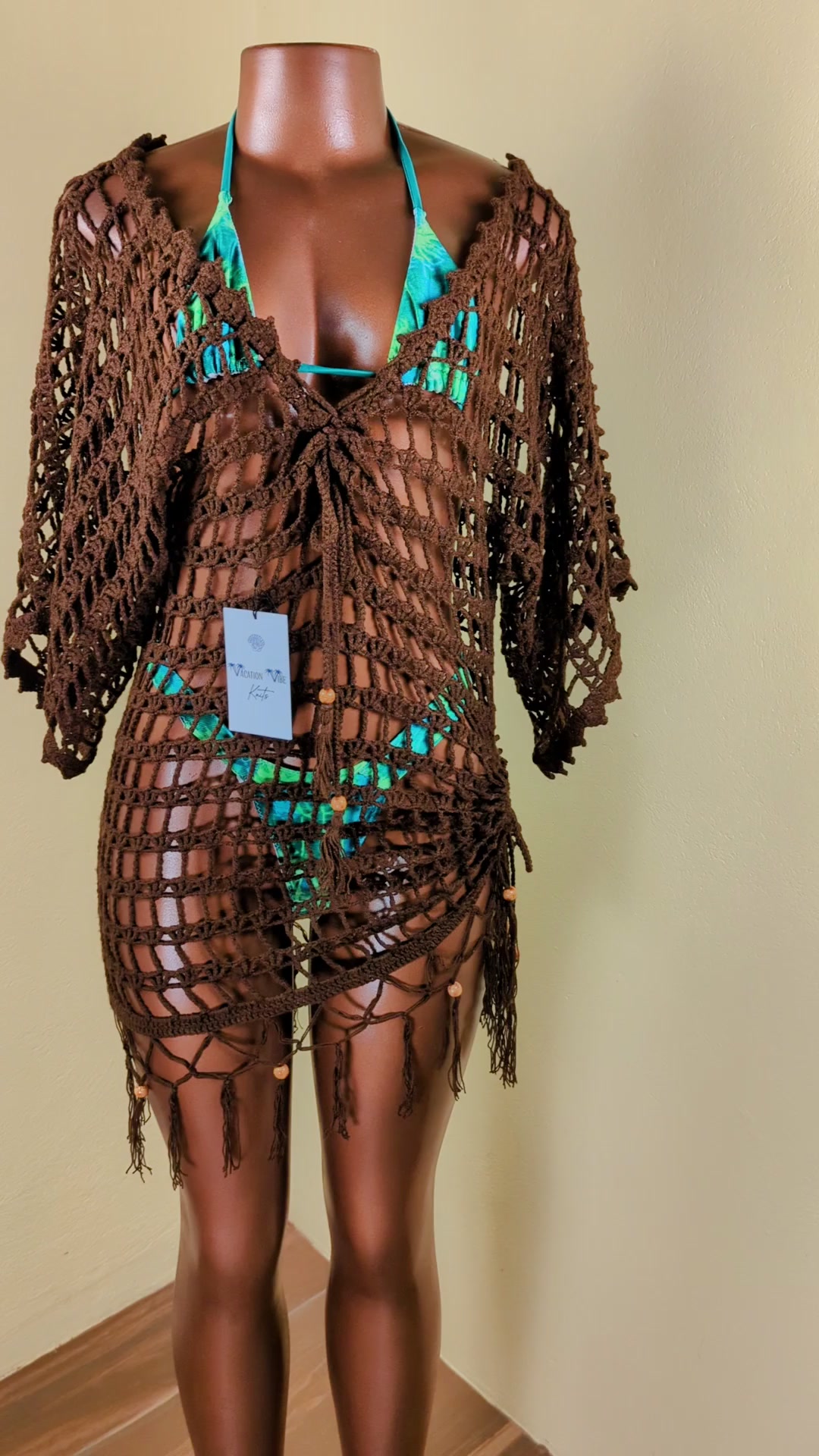  Mocha Sand Crochet Cover Up Tunic_4