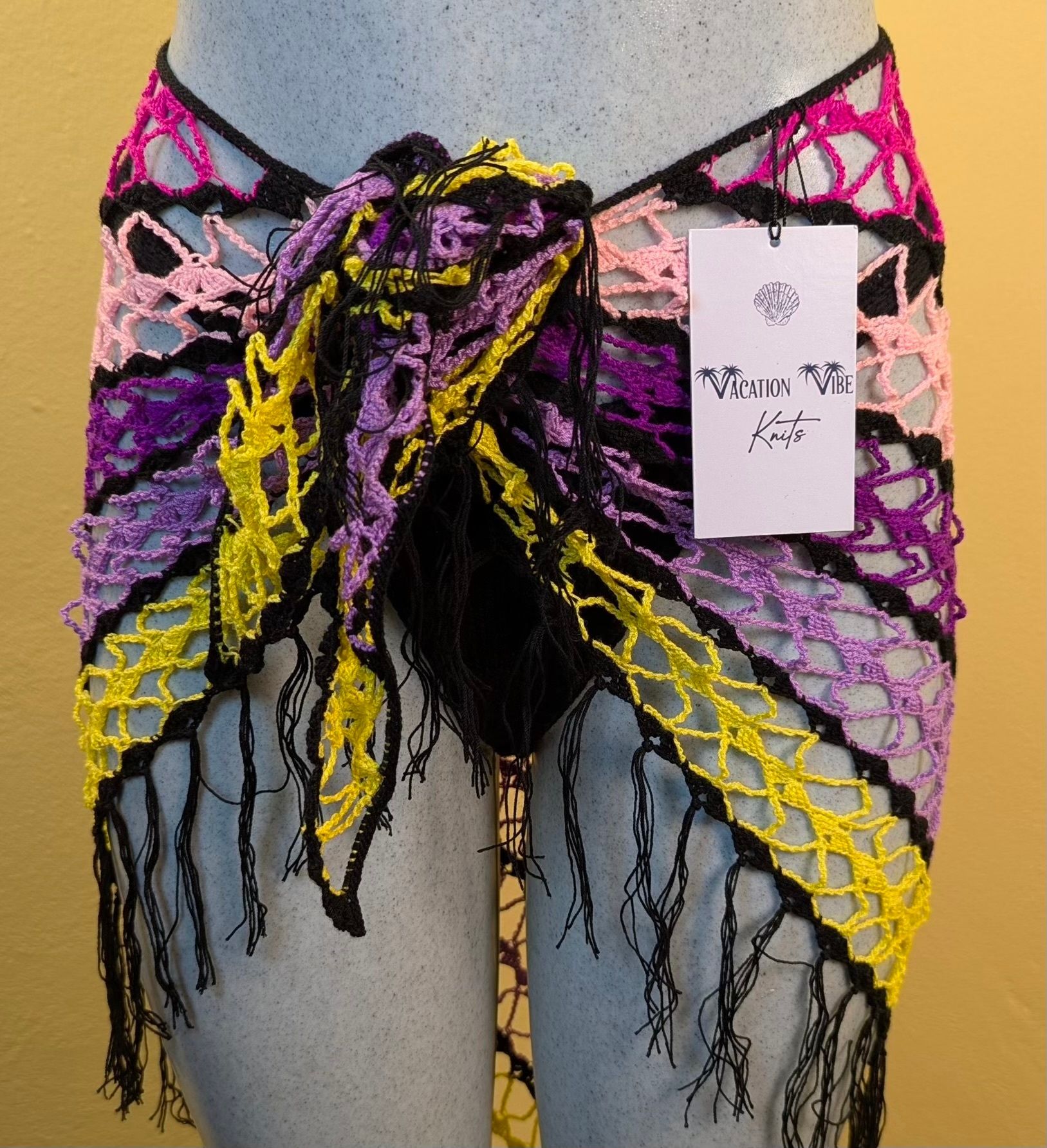  Exotic Escape Crochet Sarong Tie Skirt in Yellow_8