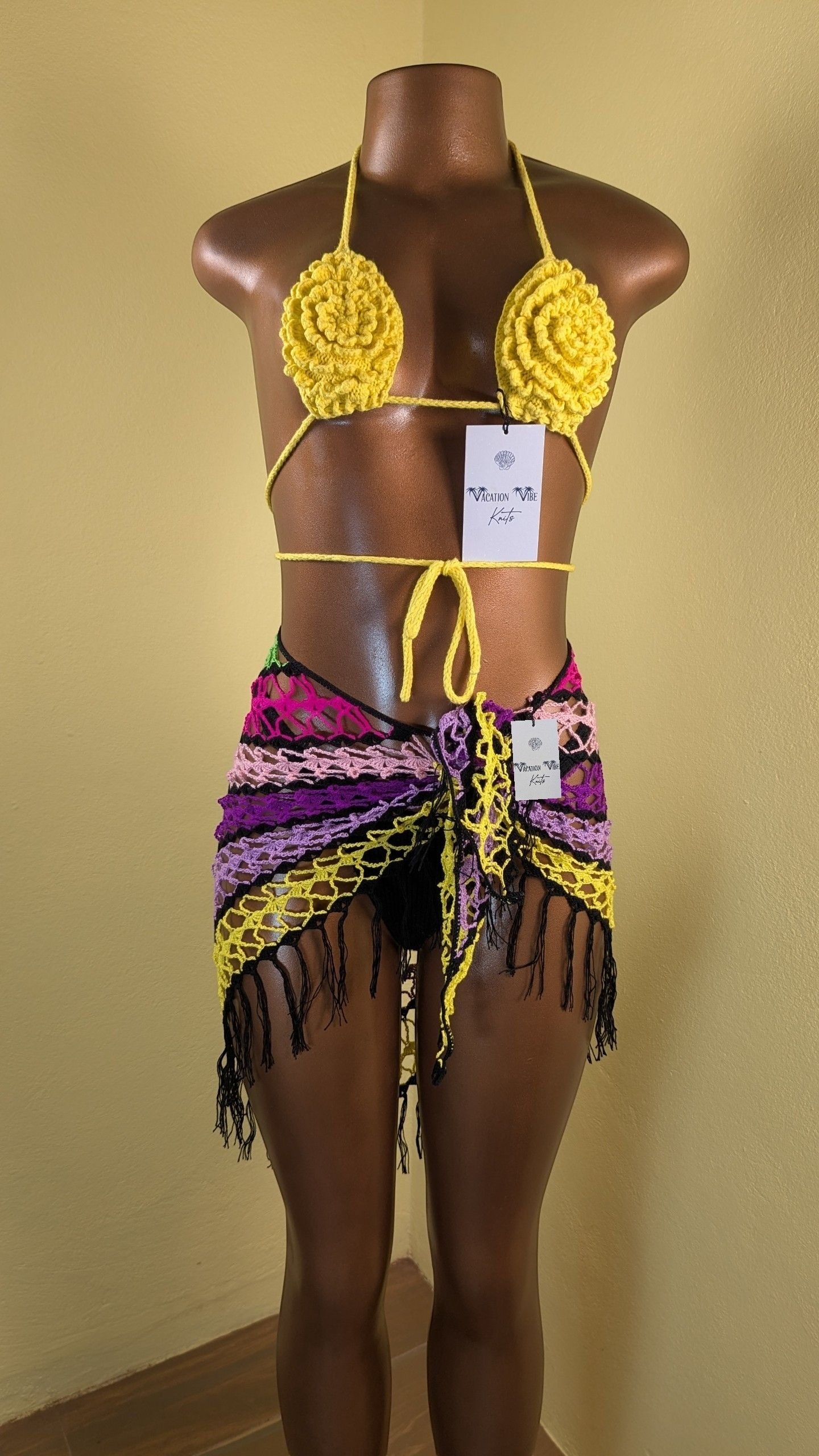  Exotic Escape Crochet Sarong Tie Skirt in Yellow_4