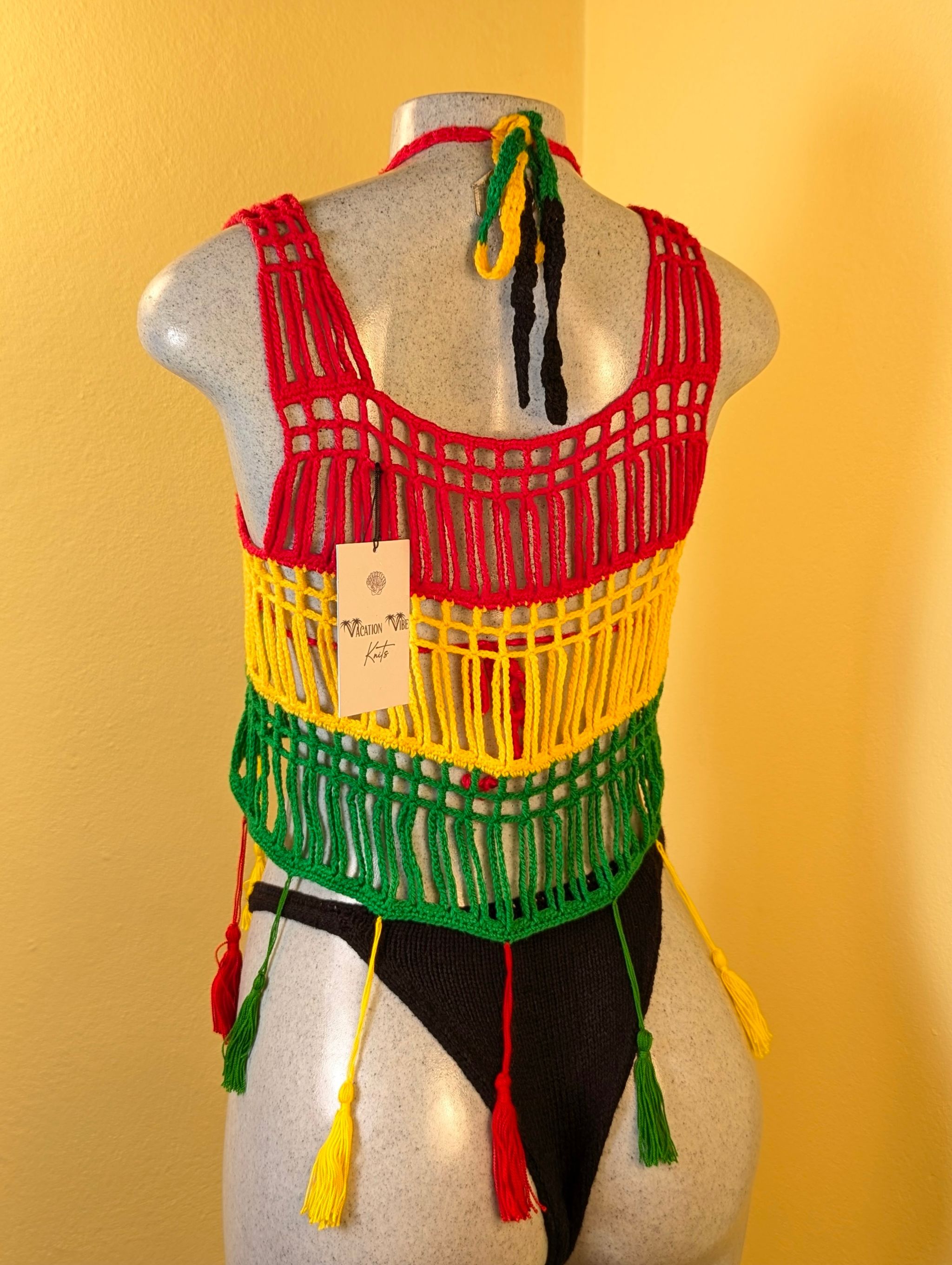  Boho Tassel Layer Cover Up In Rasta Colors_5