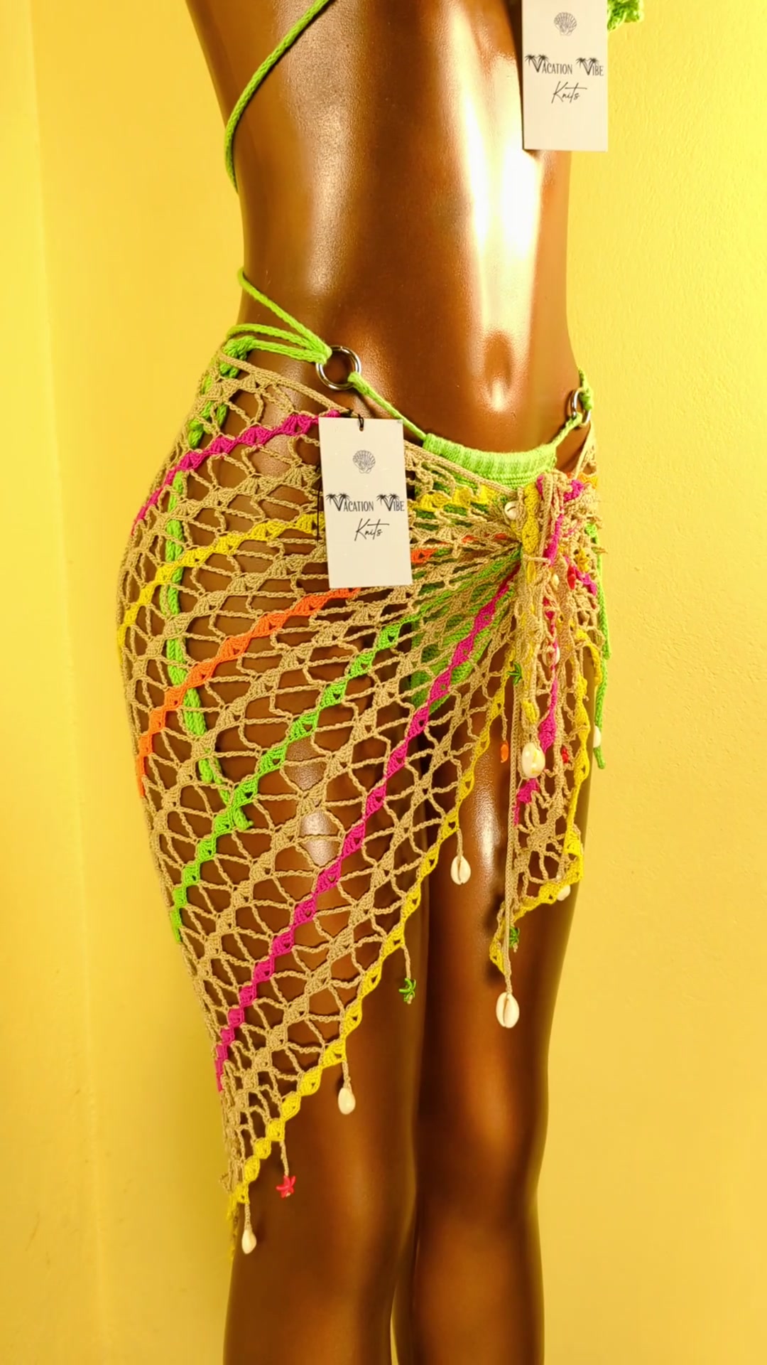  Exotic Escape Crochet Sarong Tie Skirt in Beige_2