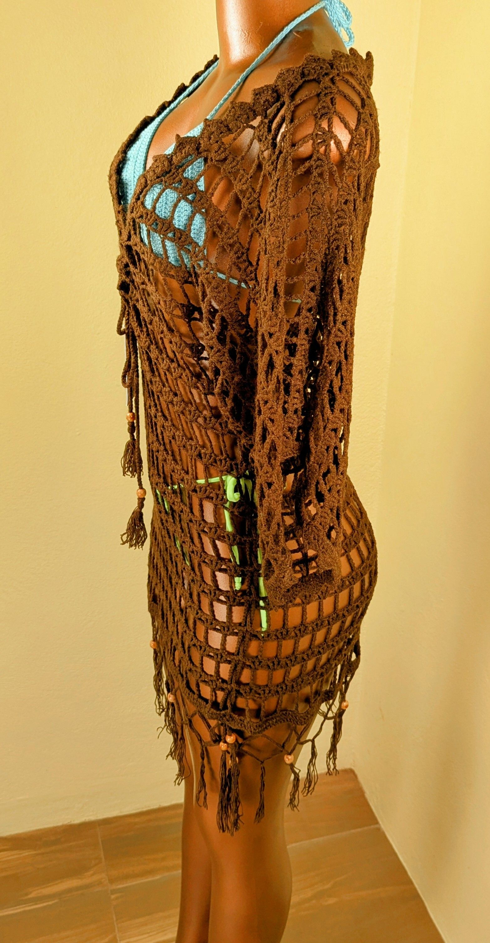  Mocha Sand Crochet Cover Up Tunic_8
