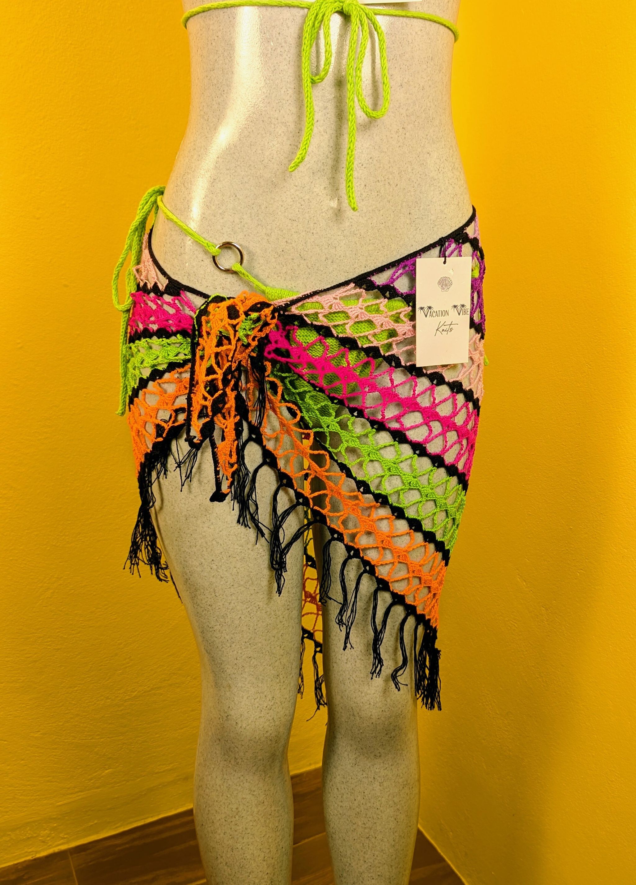 Exotic Escape Crochet Sarong Tie Skirt in Orange_6