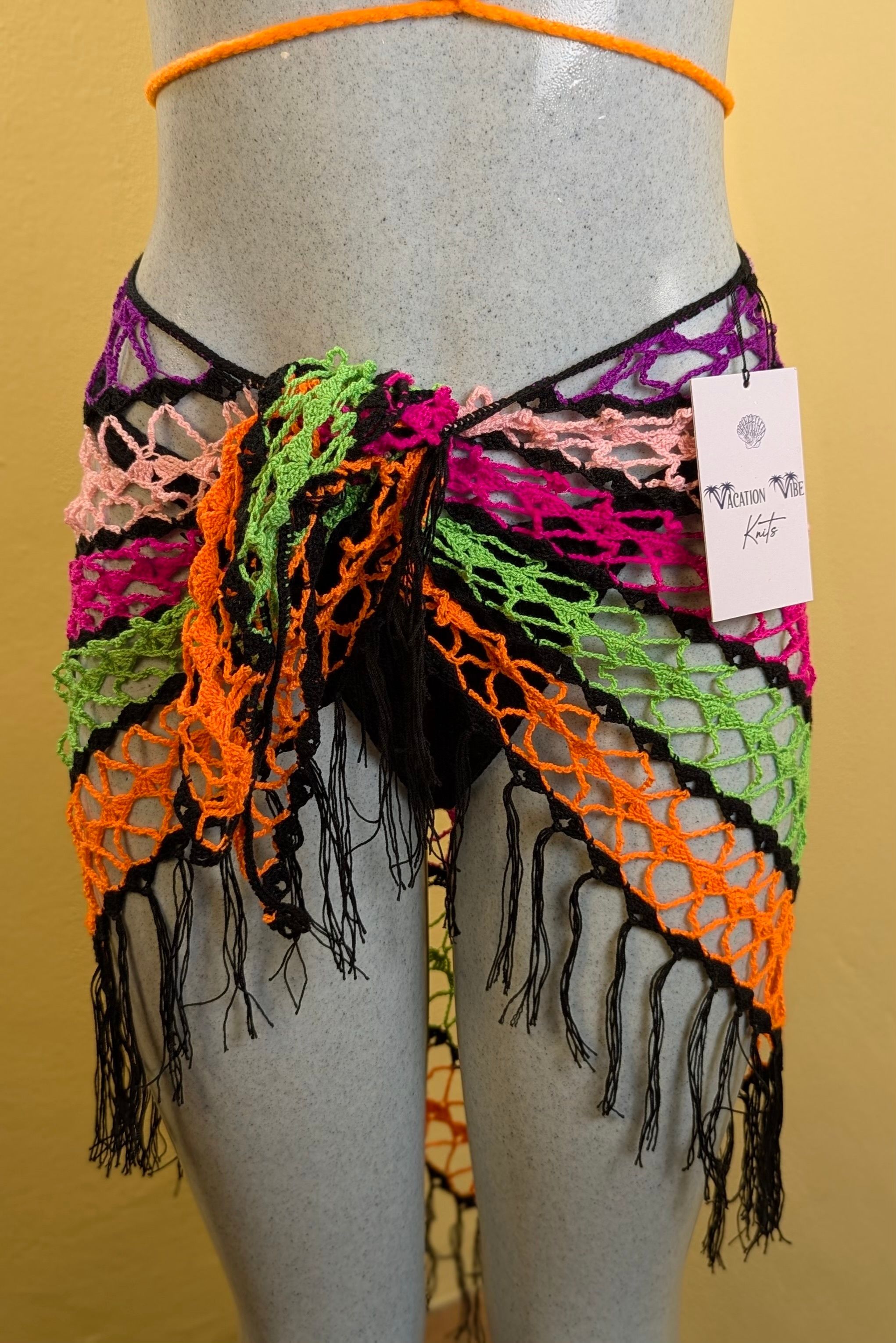  Exotic Escape Crochet Sarong Tie Skirt in Orange_8