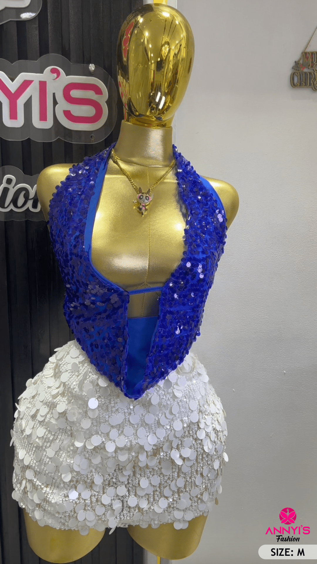 Enchanted Sequin Halter Top and Mini Skirt Set [M]