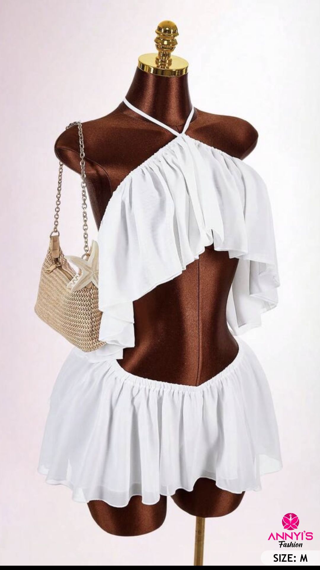 Luxe White Ruffled Two-Piece Set [M]