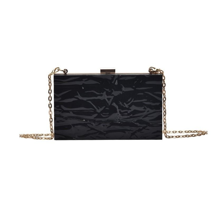 Opulent Glossy Black Clutch Bag