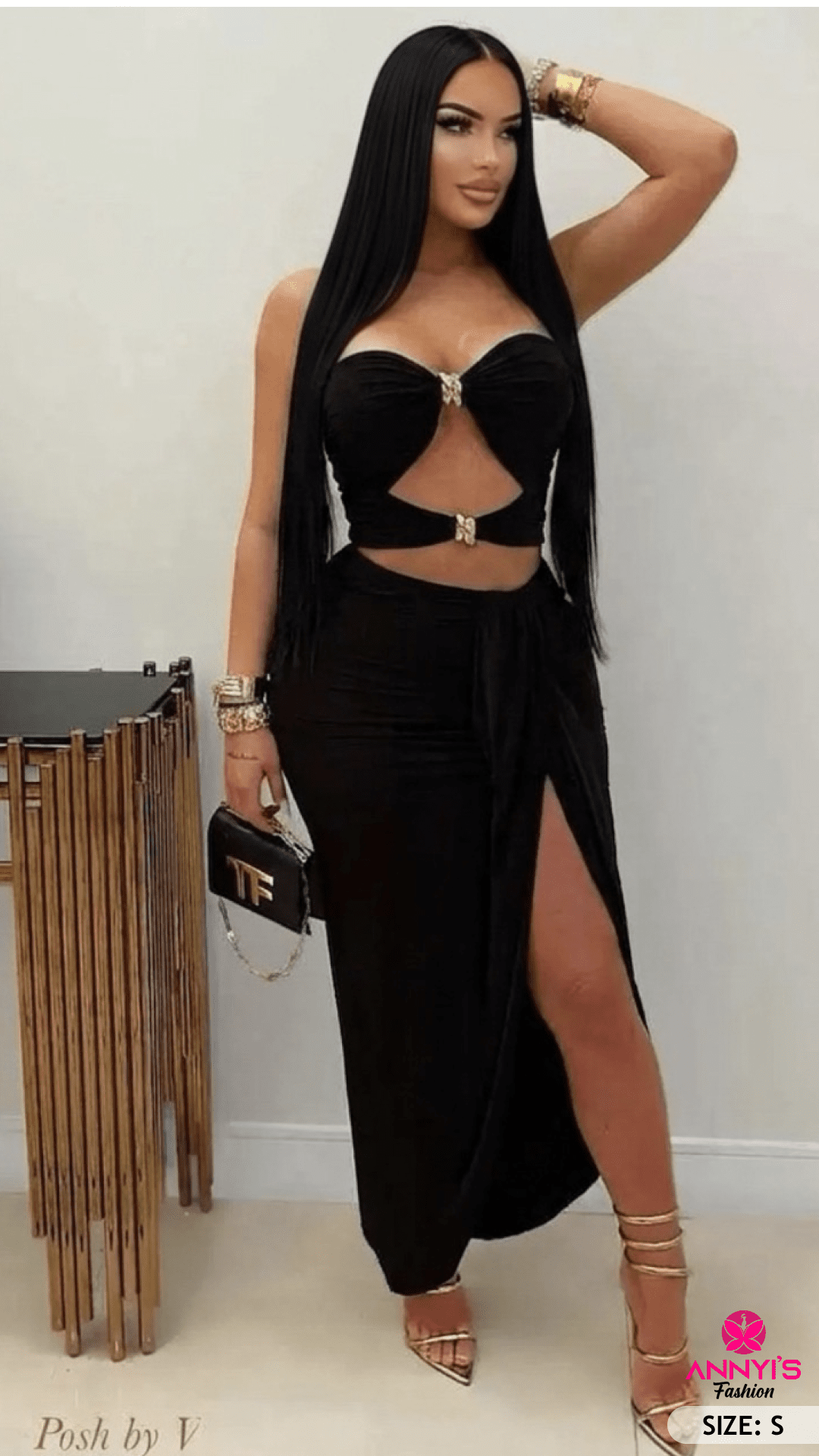 Vogue Black Cutout Two-Piece Set [S]