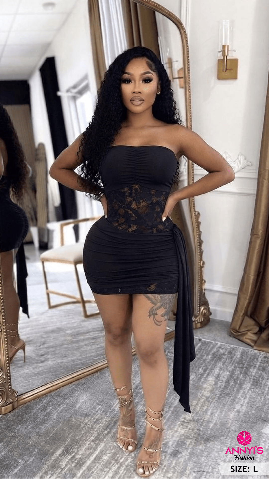 Couture Queen Strapless Lace Bodycon Dress [L]