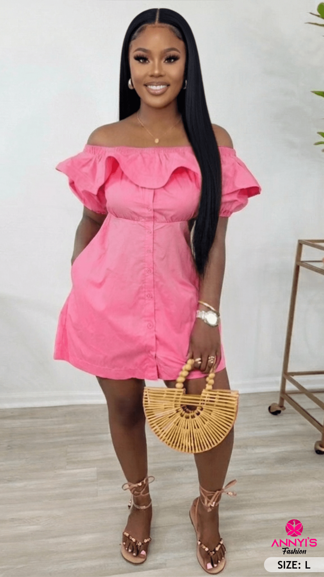 Luxe Off Shoulder Ruffle Mini Dress [L]