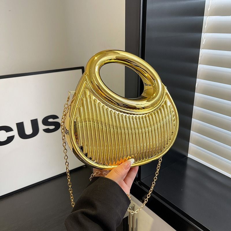 Glam Metallic Oval Handle Bag