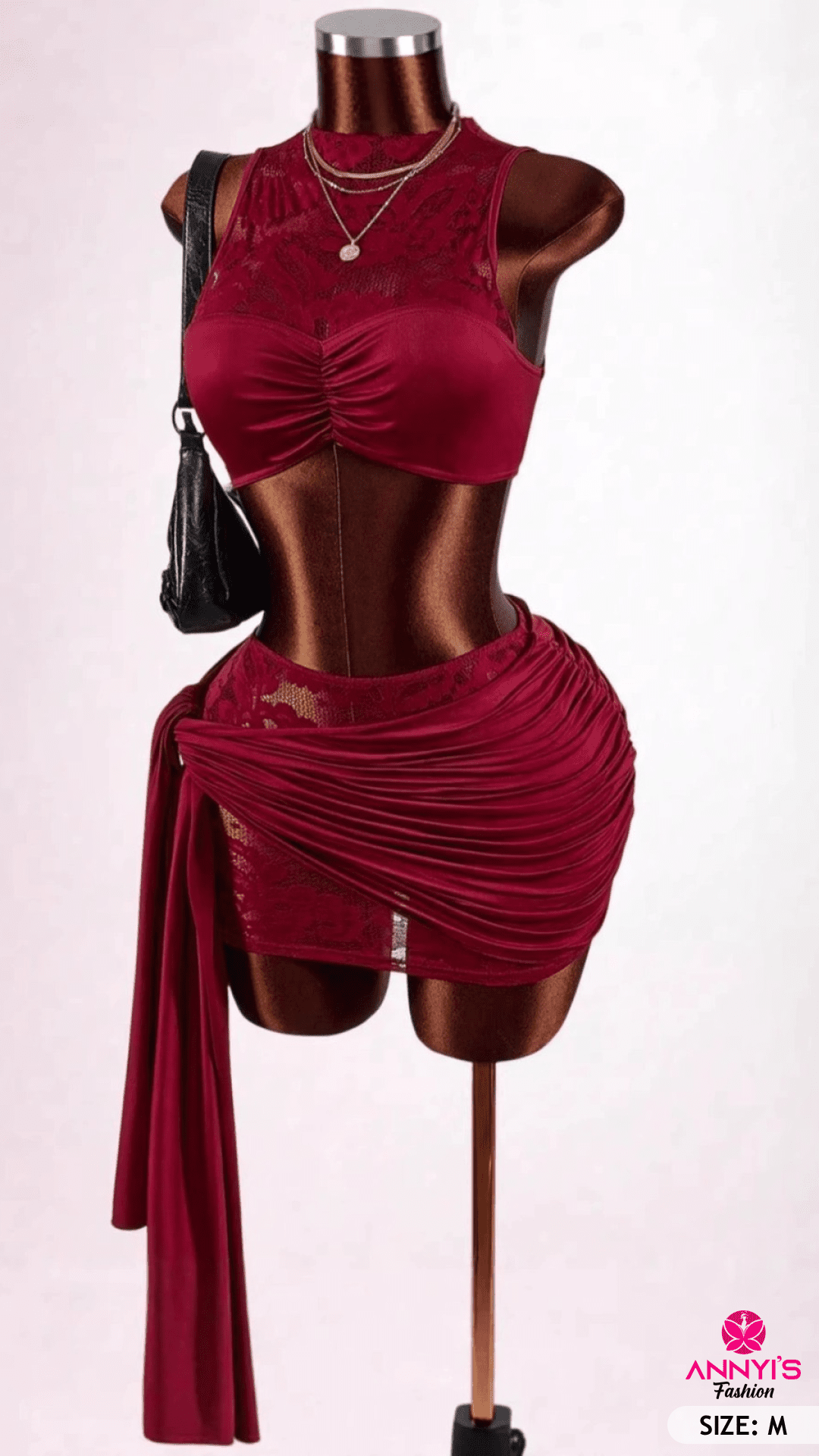 Luxe Ruched Lace Two-Piece Set [M]