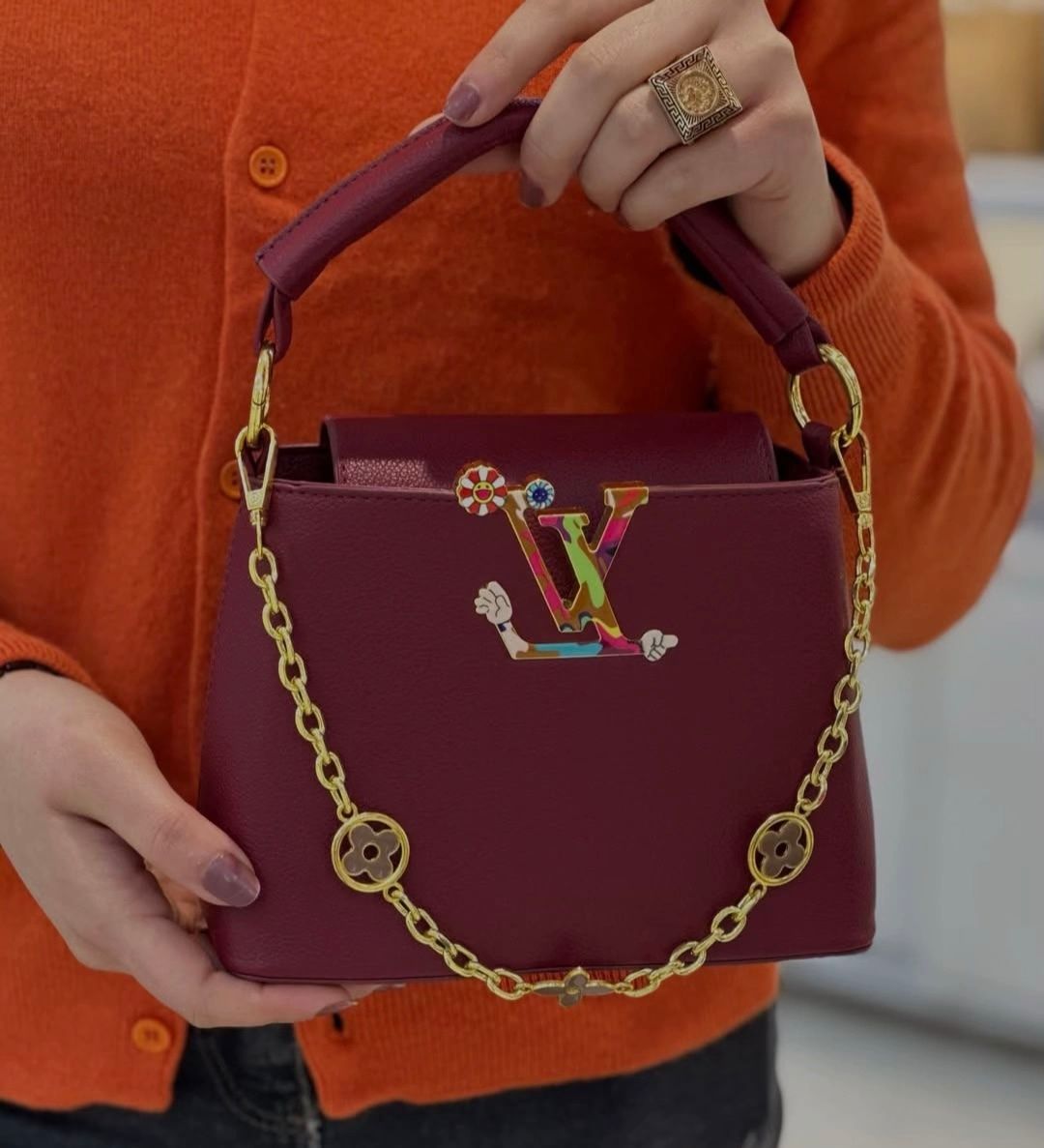 Luxe LV Leather Top Handle Bag