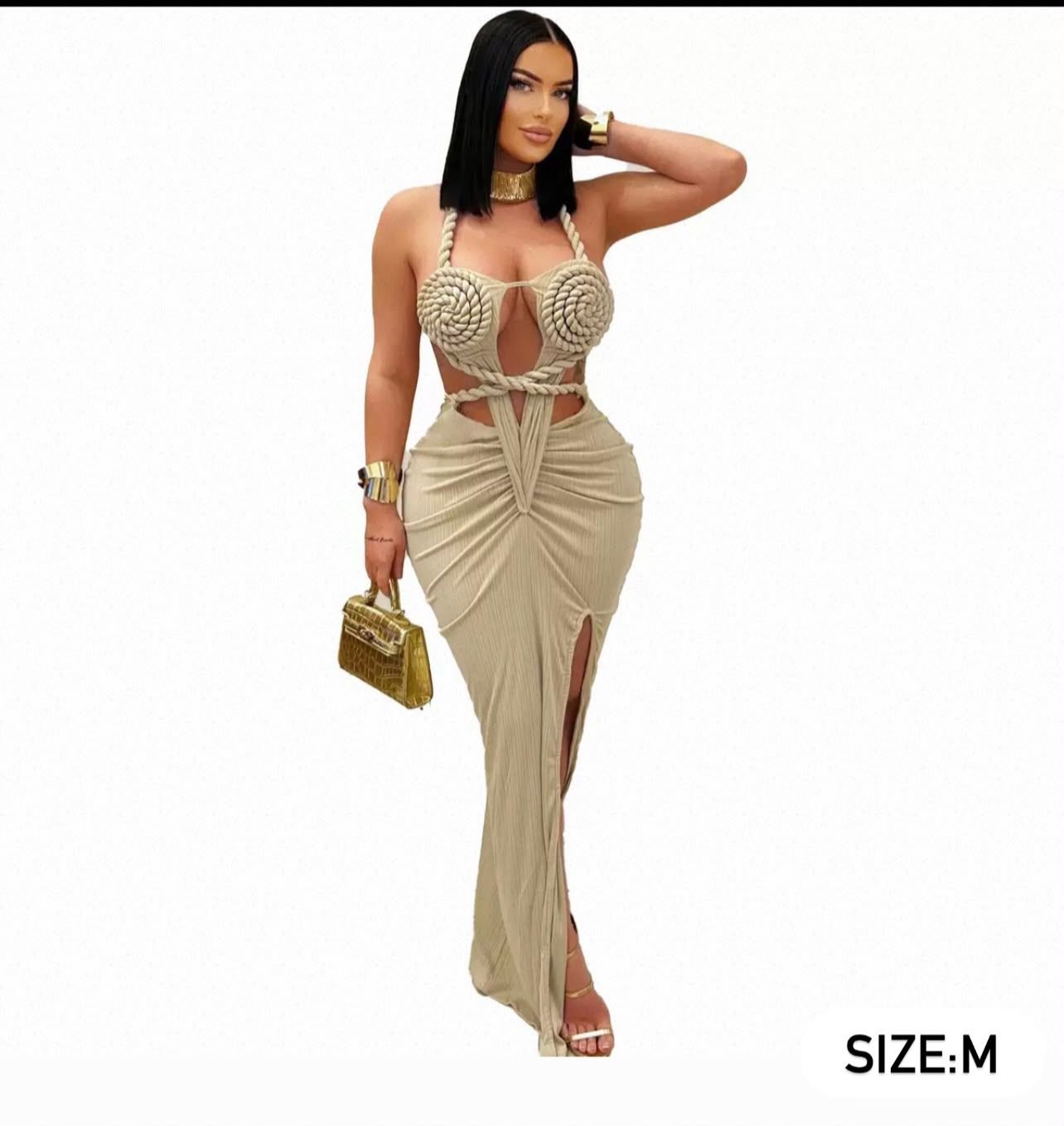 Opulent Knotted Rope Detail Maxi Dress [M]