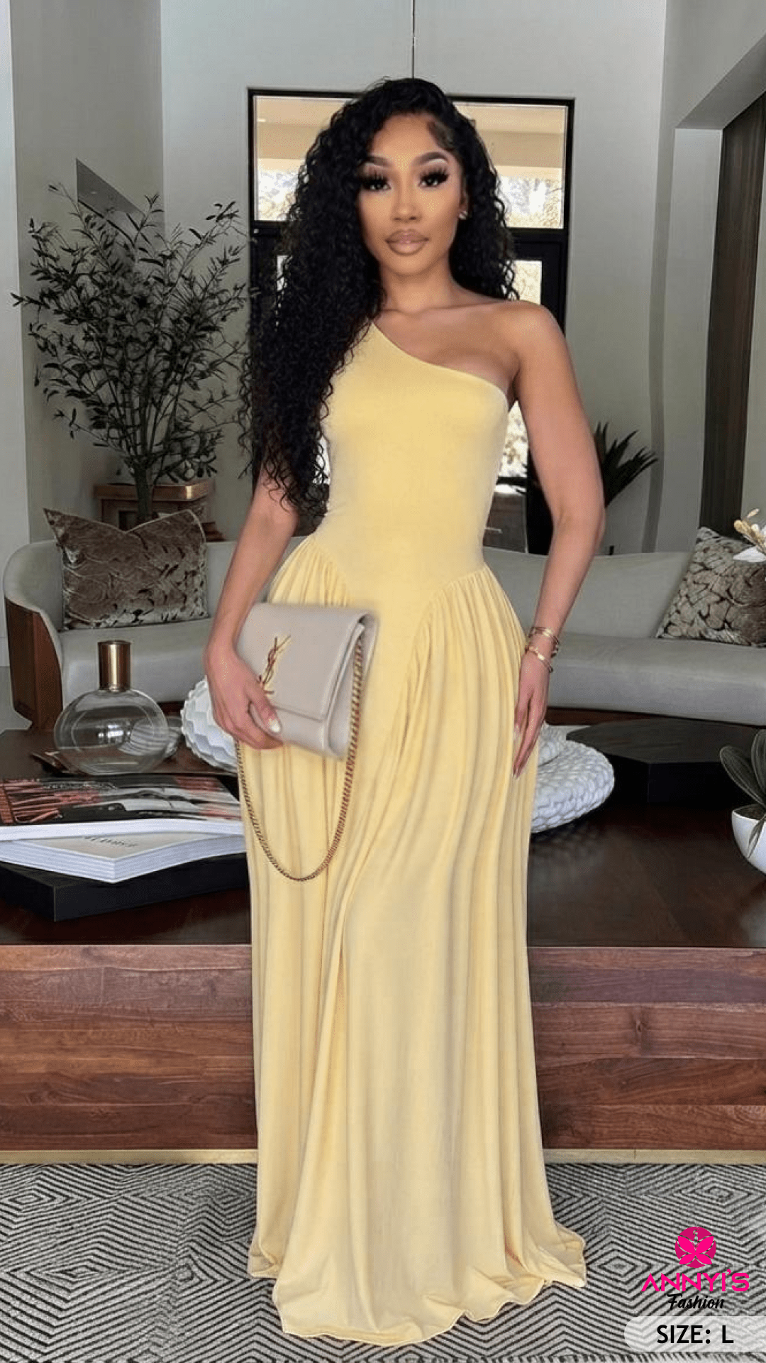 Opulent One-Shoulder Evening Gown [L]