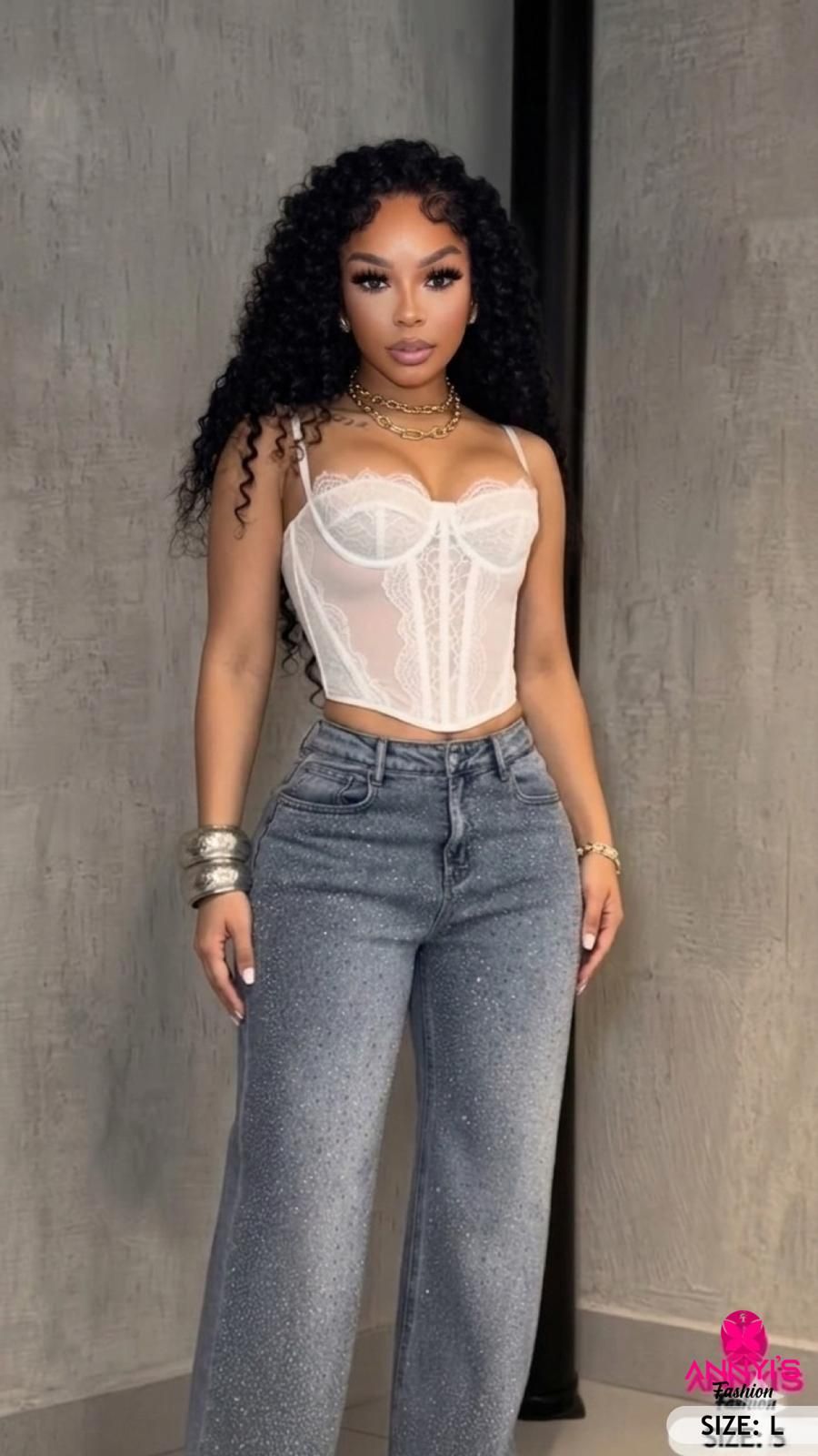 Trendy Fashion Women Denim Pants [L]
