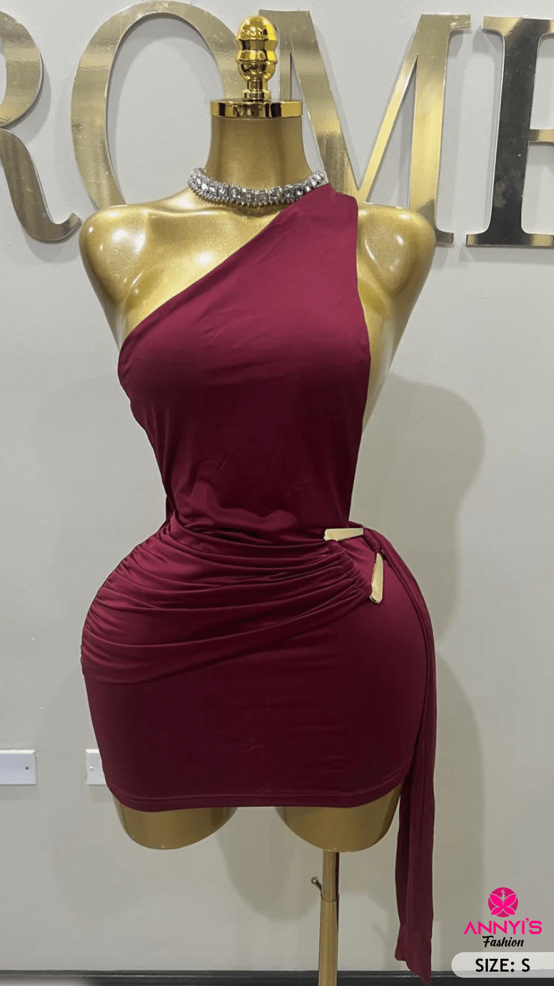 Opulent One Shoulder Ruched Mini Dress [S]