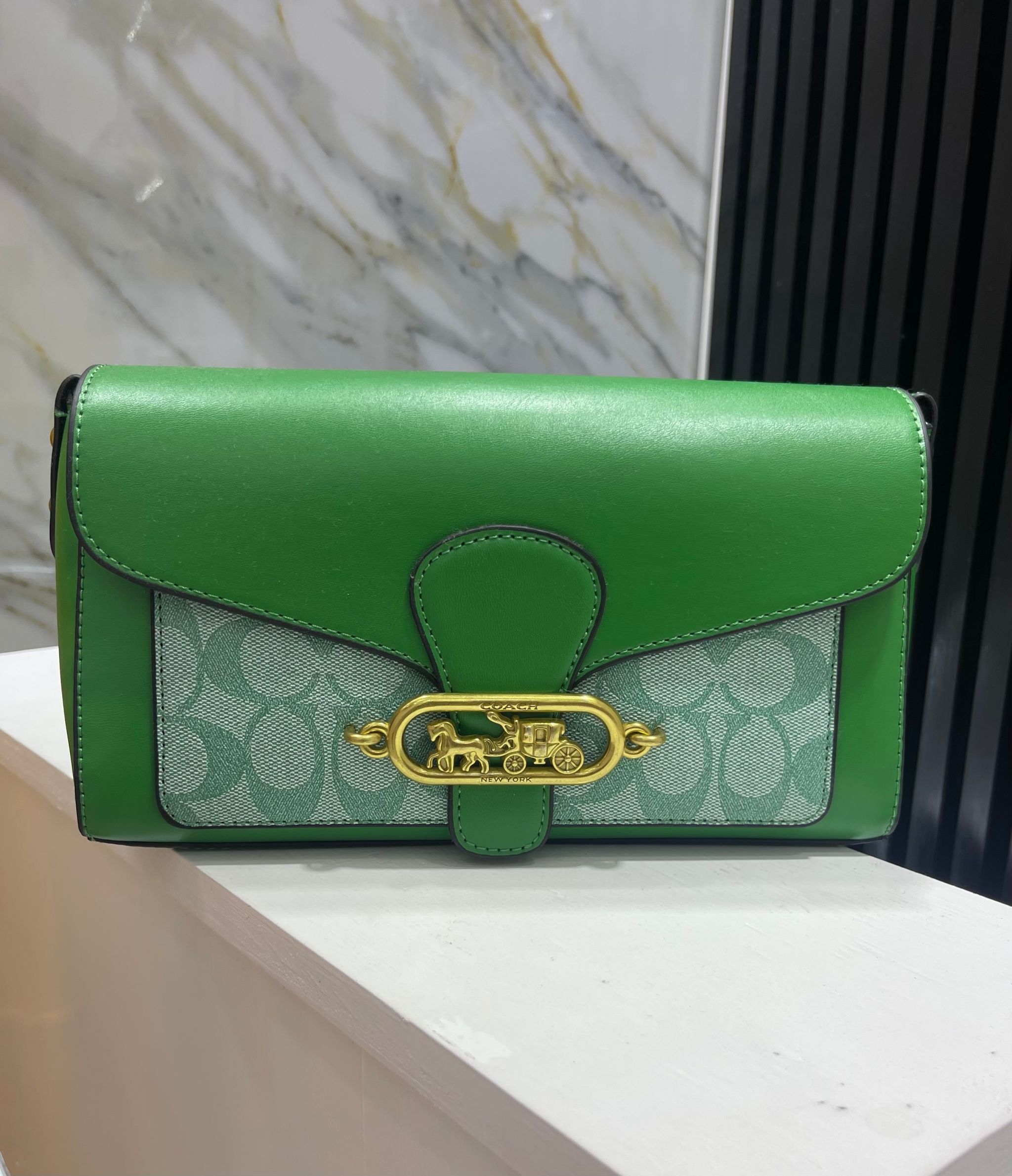 Enchanted Signature Green Leather Shoulder Bag 