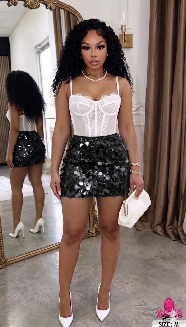 Bloom Sequin Mini Skirt [M]