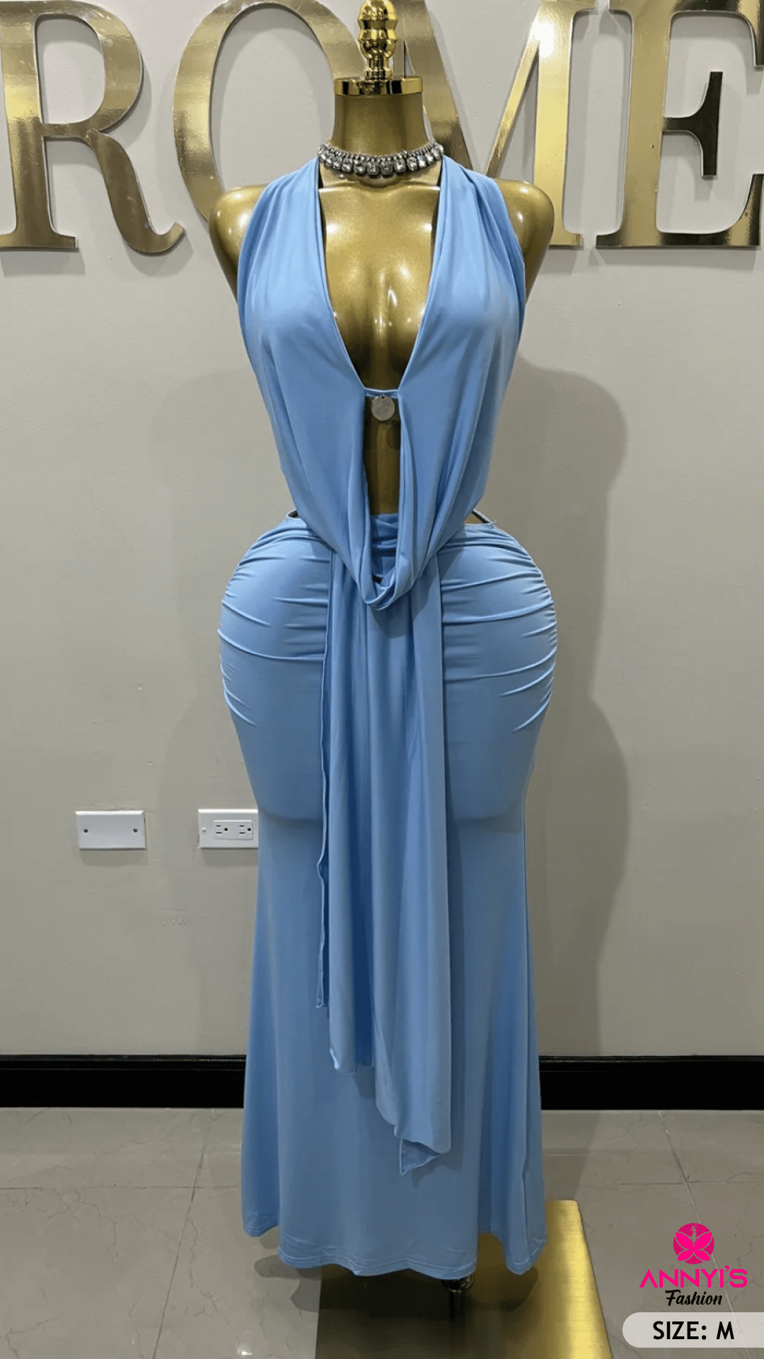 Serene Blue Draped Two-Piece Set [M]