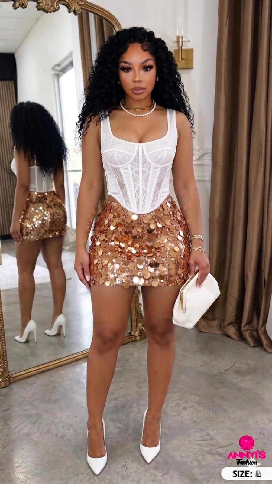 Radiance Sequin Mini Skirt [L]
