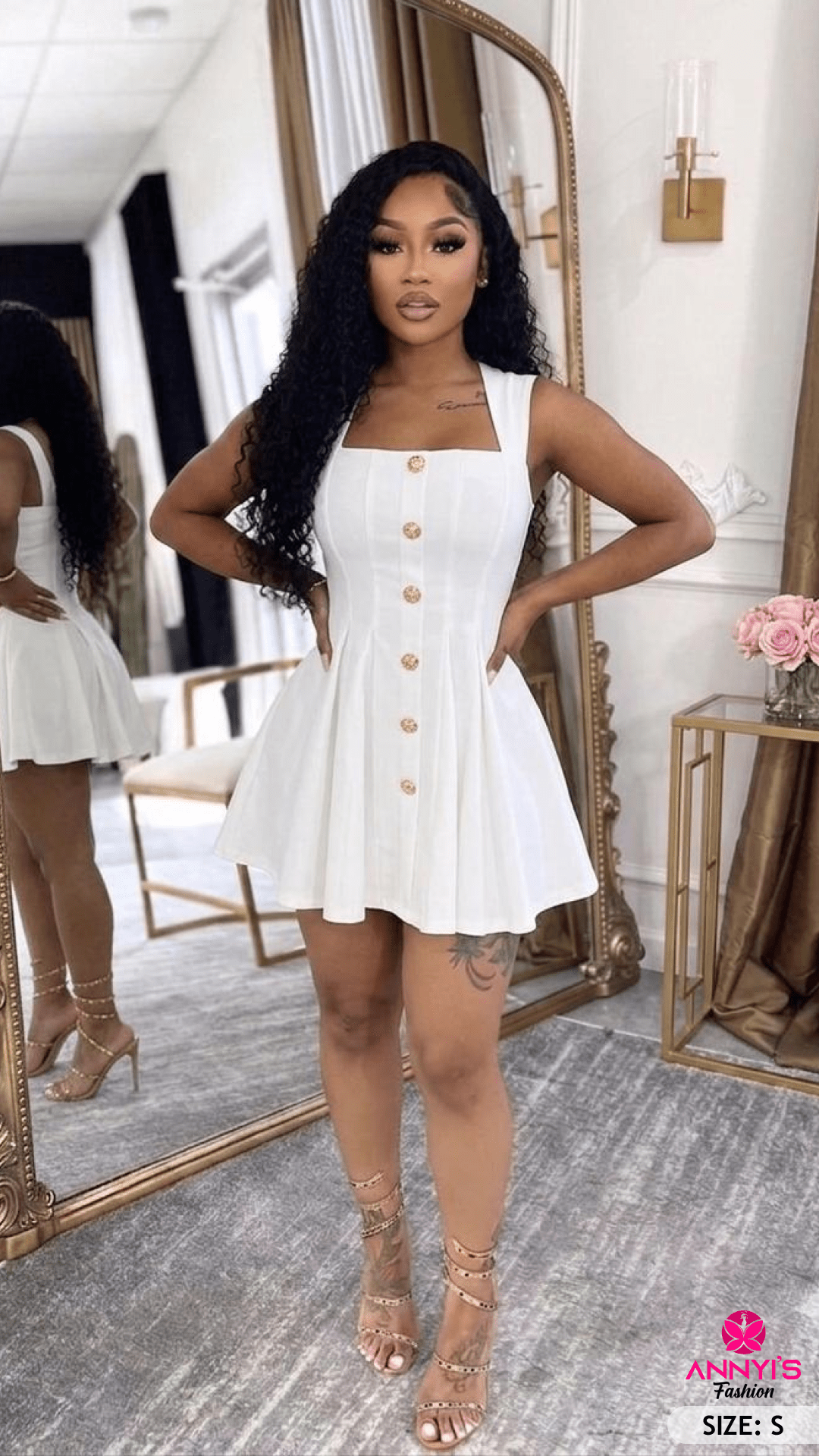Luxe Button-Front White Mini Dress [S]