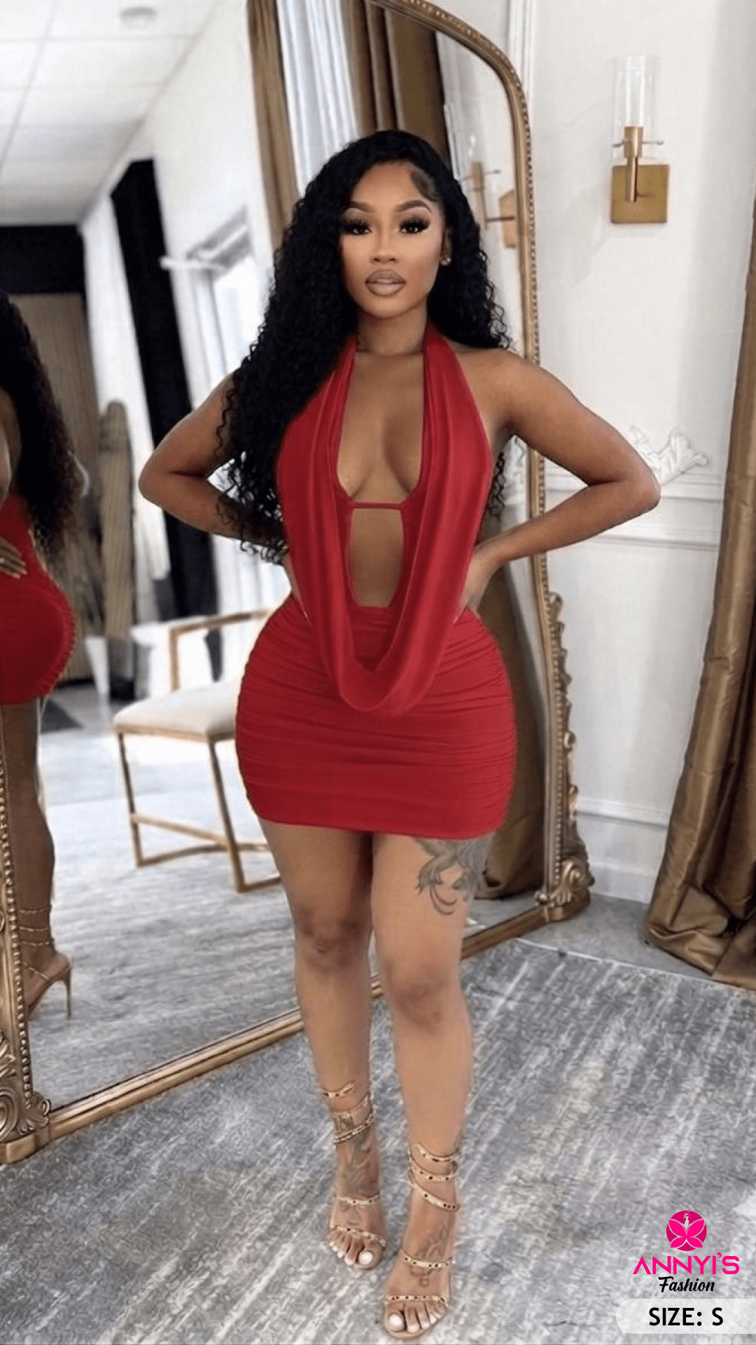 Opulent Red Halter Mini Dress [S]