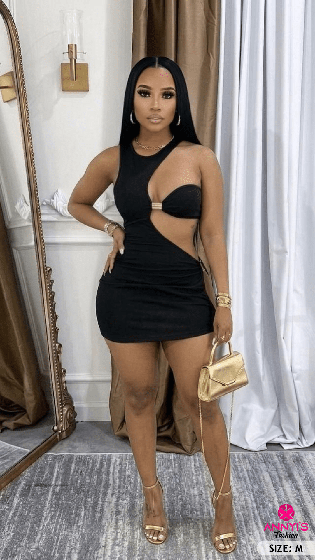 Couture Queen Black Cutout Mini Dress [M]
