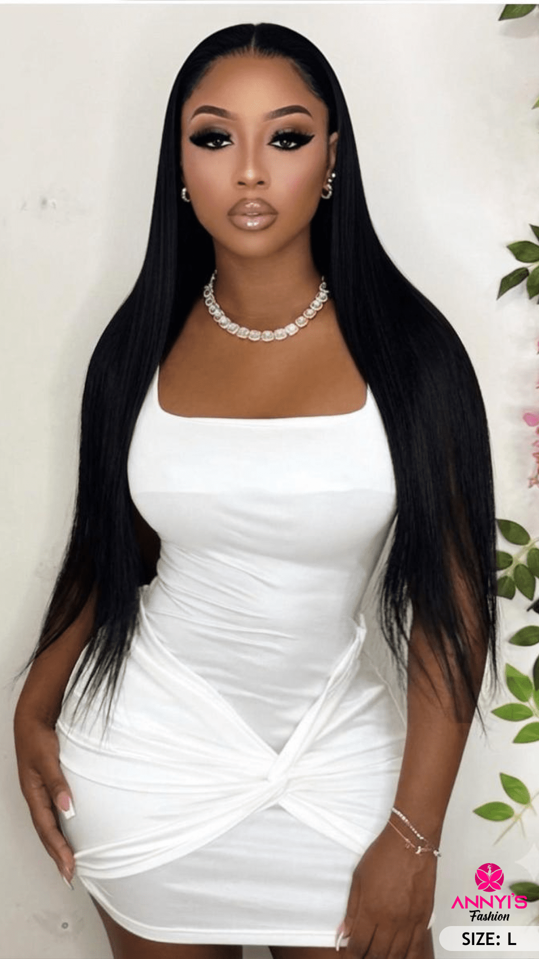 Couture Knot Detail White Bodycon Dress [L]