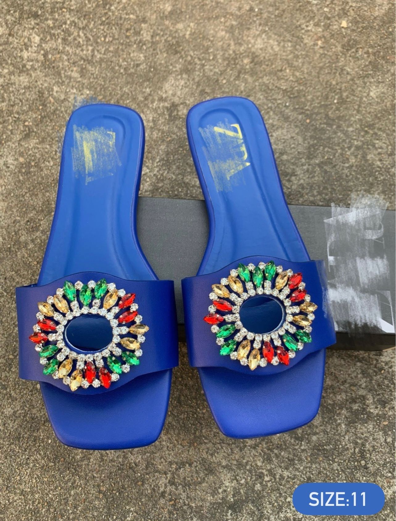 Enchanted Sapphire Jewel Slide Sandals [11]