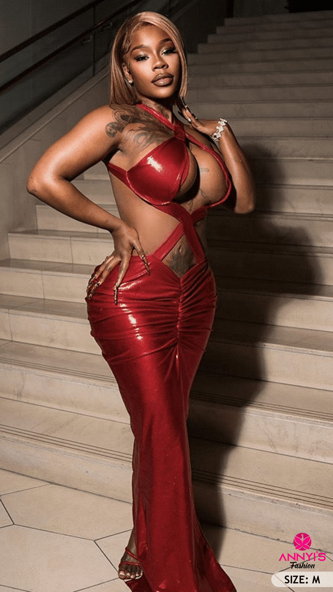 Luxe Red Cutout Evening Dress [M]