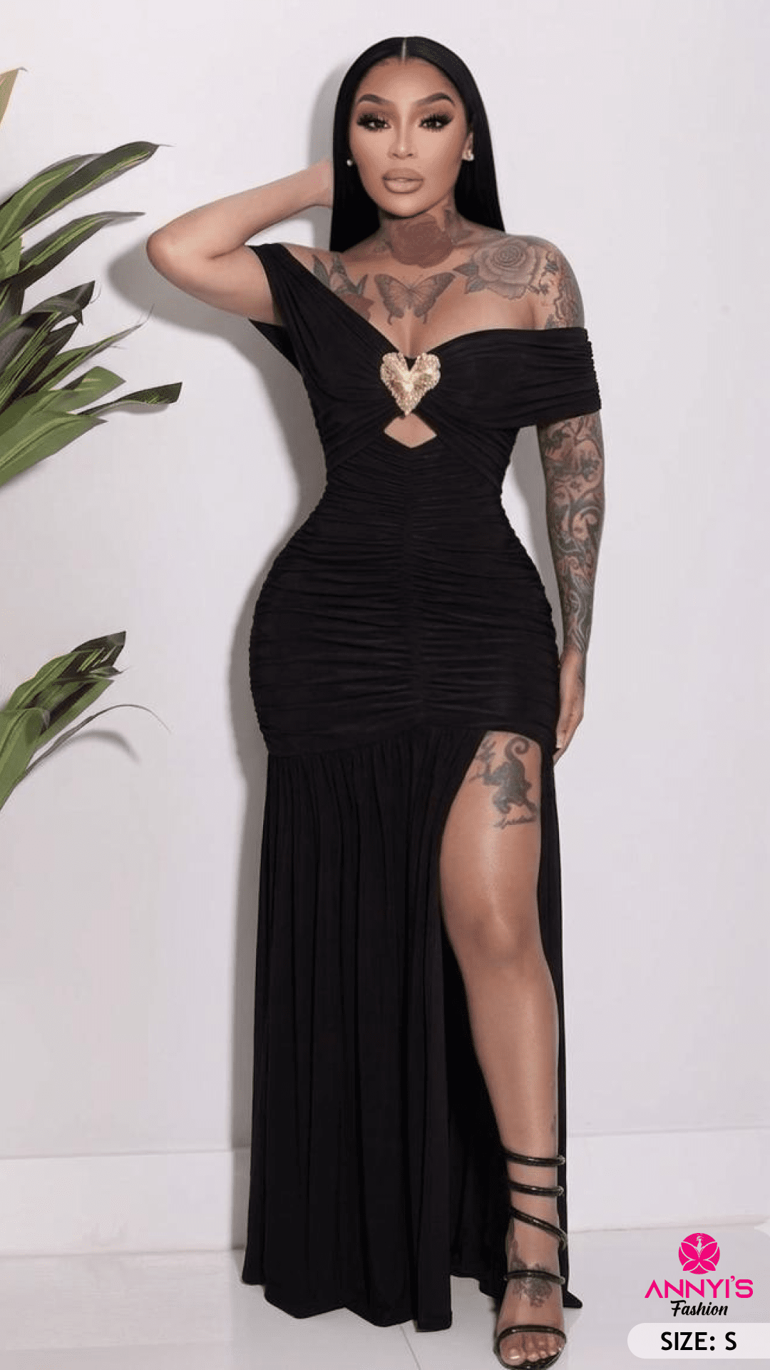 Enchanted Ruched Off-Shoulder Evening Dress [S]