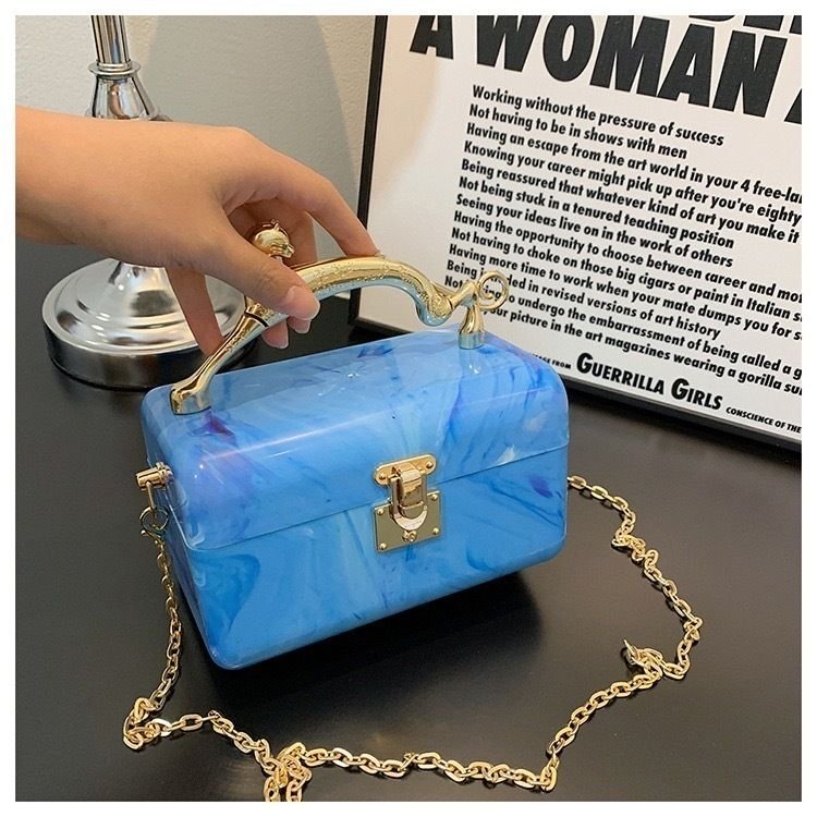 Afternoon Marbleized Blue Acrylic Handbag 