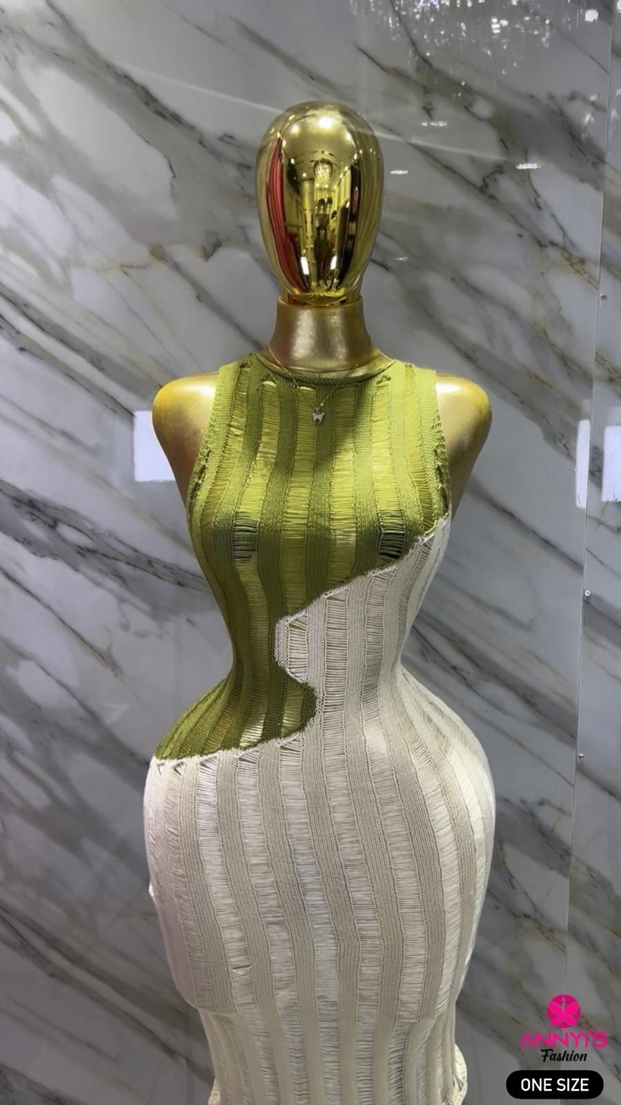 Luxe Knitted Two-Tone Bodycon Dress [ONE SIZE]