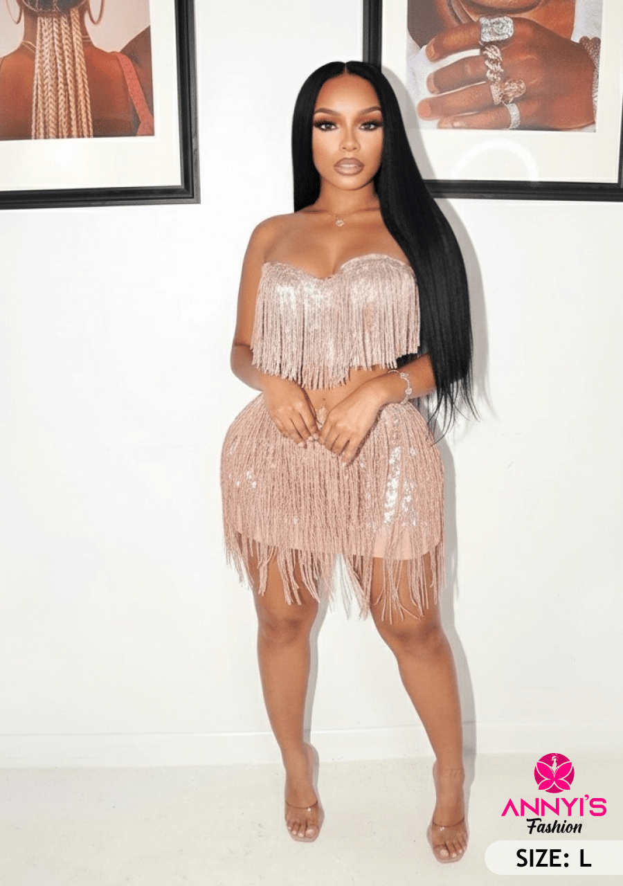 Enchanted Fringe Sequin Two-Piece Set [L]