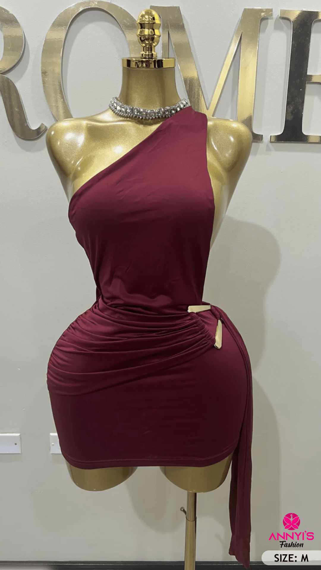 Chic One Shoulder Ruched Mini Dress [M]
